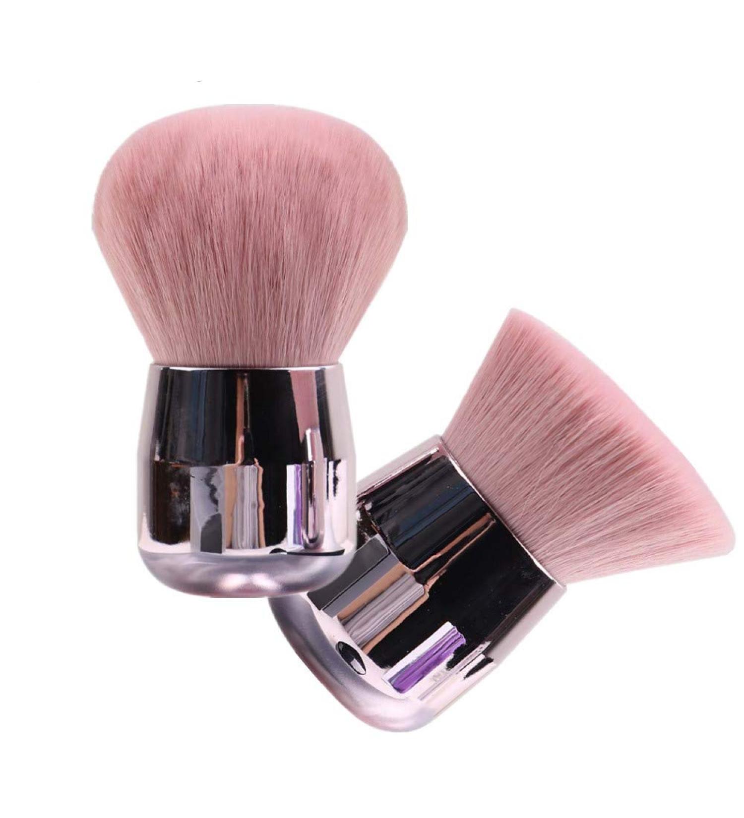 Kabuki Powder Foundation Brush Set - Portable Flat Top Brush for Blending Liquid & Powder Makeup | 2-Piece Makeup Brush Kit - Buy Online on GoSupps.com
