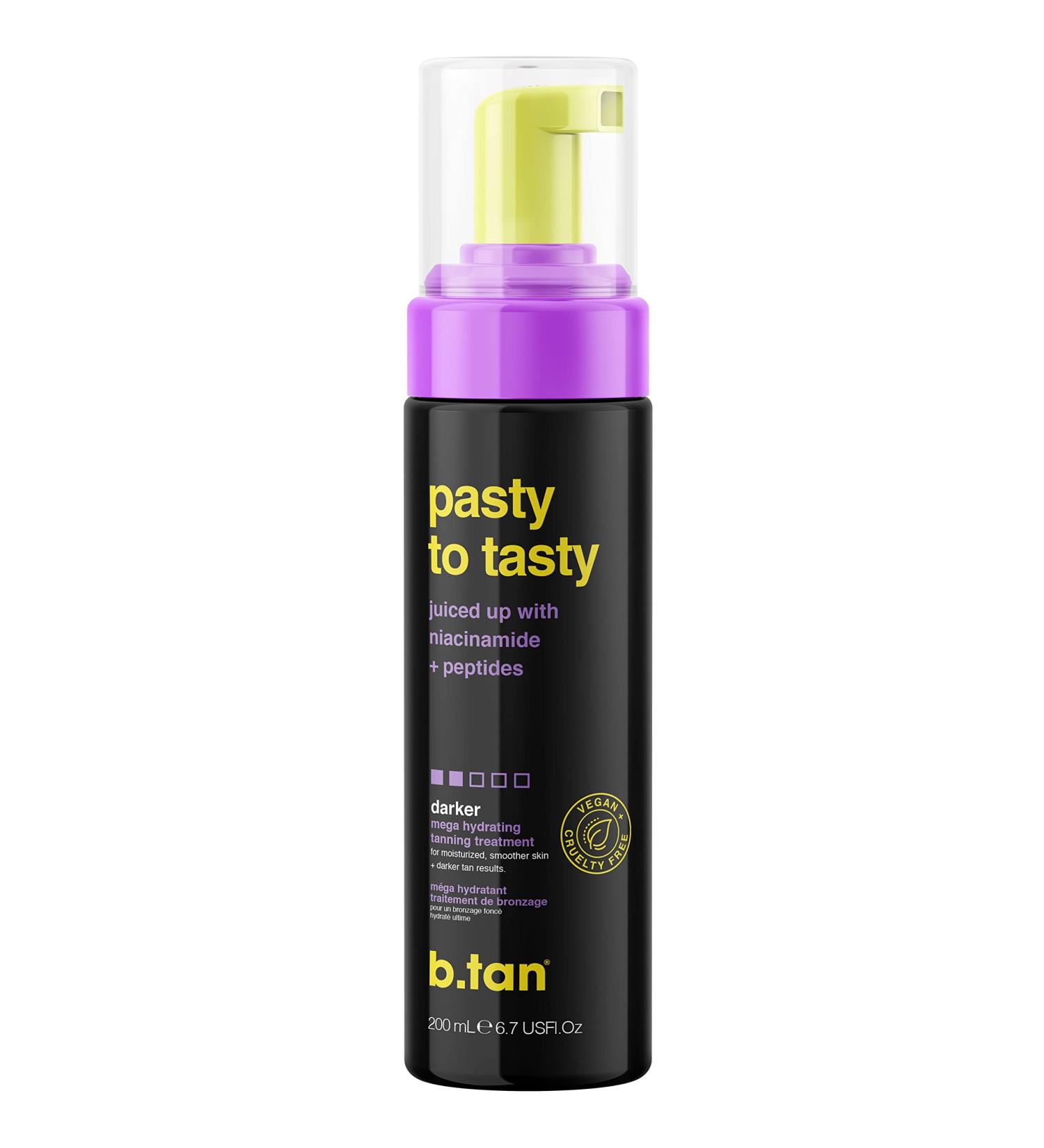 b.tan Self Tanner Mousse - Pasty to Tasty Darker 200ml | Mega Hydrating Niacinamide & Peptides Self Tanning Treatment for Bronzed Look - Buy Online on GoSupps.com