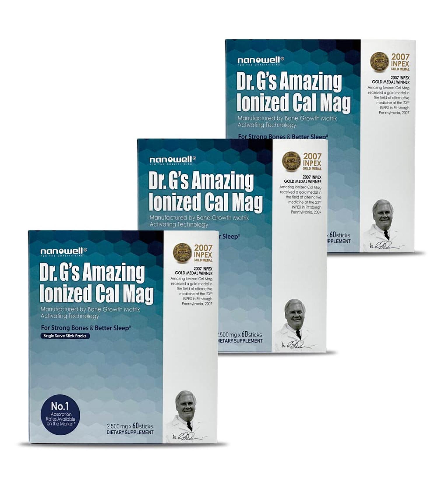 Dr G's Amazing Ionized Cal Mag - Bone Health Calcium Magnesium Powder Supplement - 60 Sticks x 3 Packs for 6 Months (180 Count) 5.29 Ounce (Pack of 3) - Buy Online on GoSupps.com