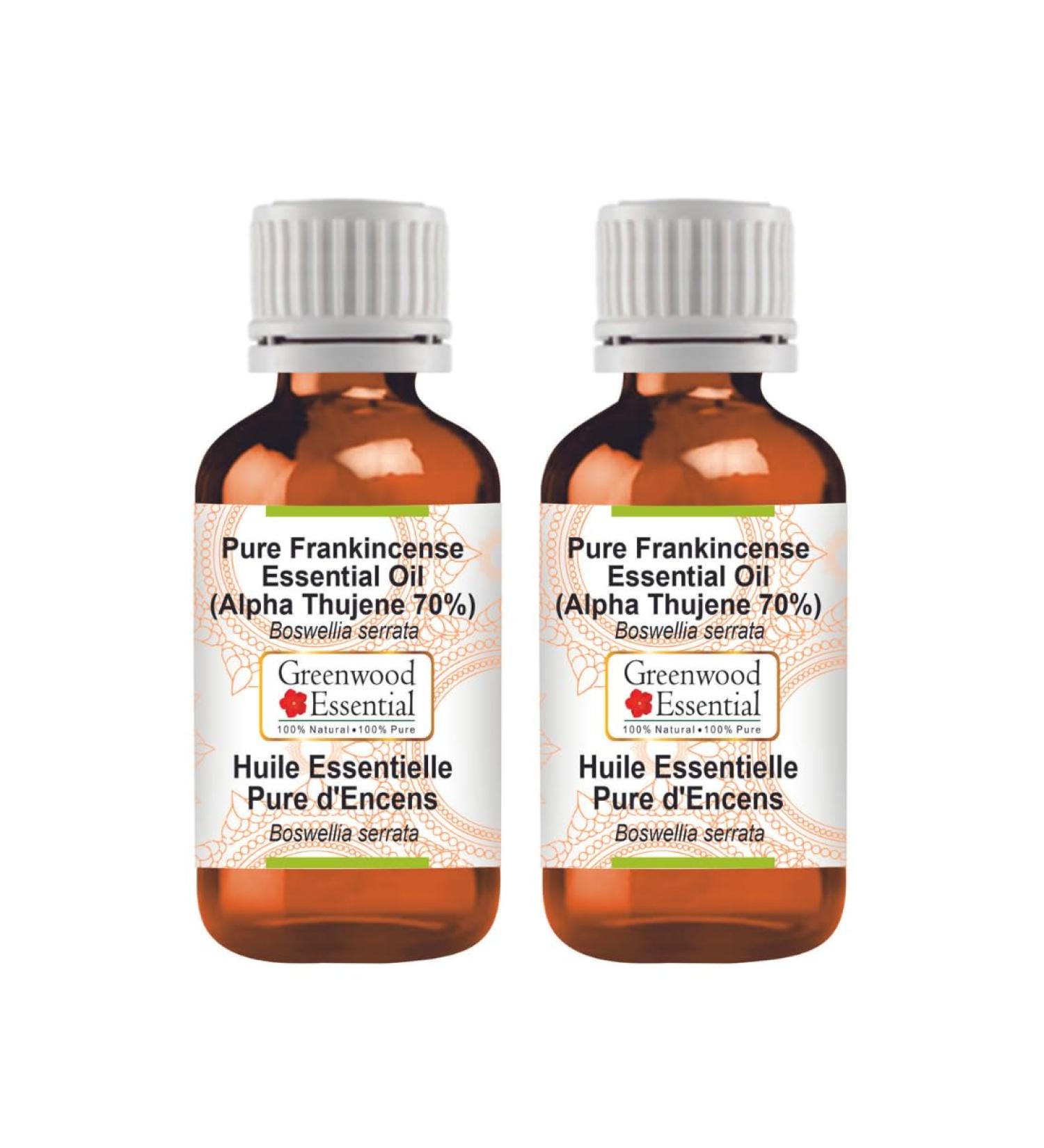 Greenwood Essential Pure Frankincense Essential Oil (Alpha Thujene 70%) Boswellia serrata 100ml X 2 (6.76oz) - Buy Online on GoSupps.com
