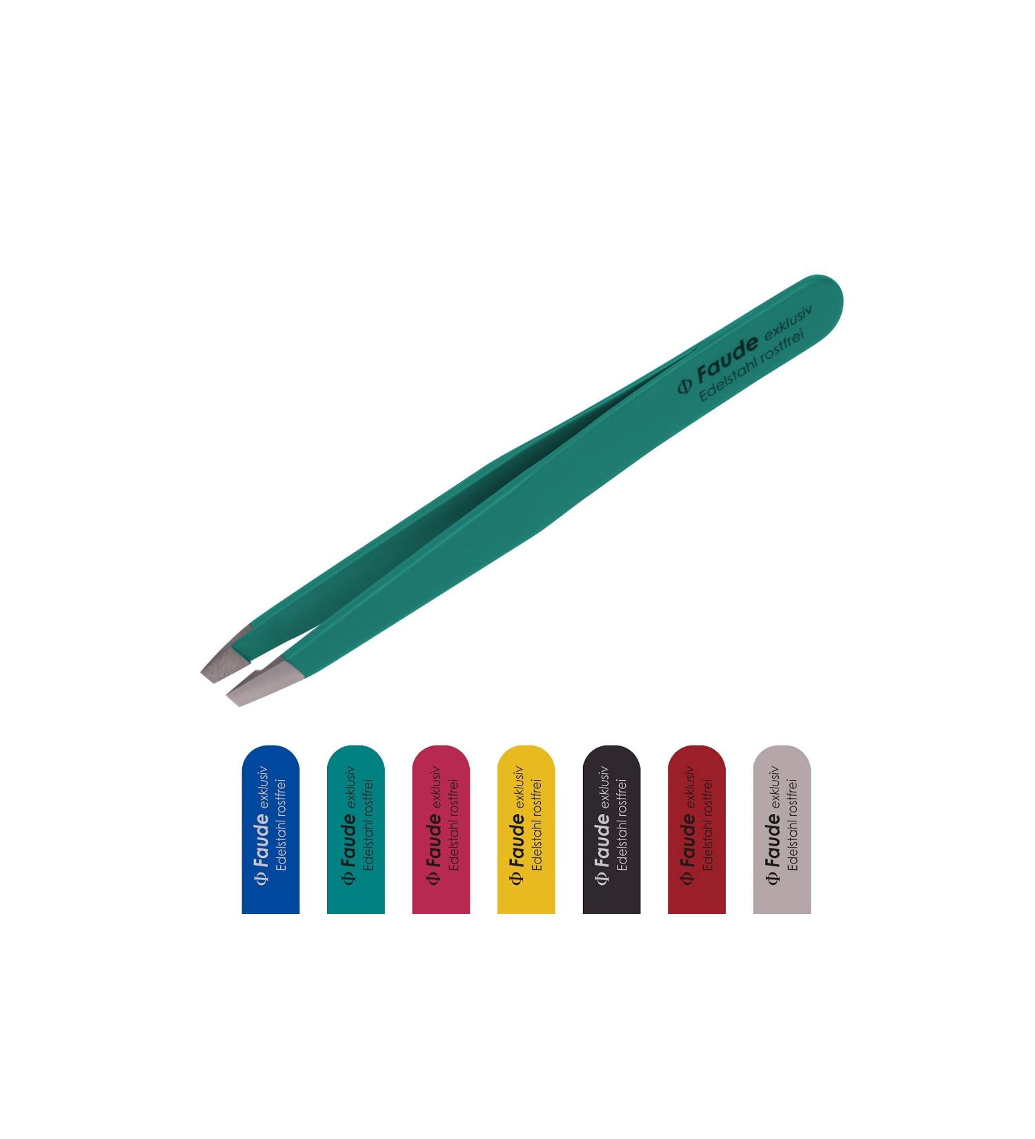 Faude Professional Tweezers for Eyebrow and Fine Hair Plucking Stainless Steel & Silk Touch Green Coating - Buy Online on GoSupps.com