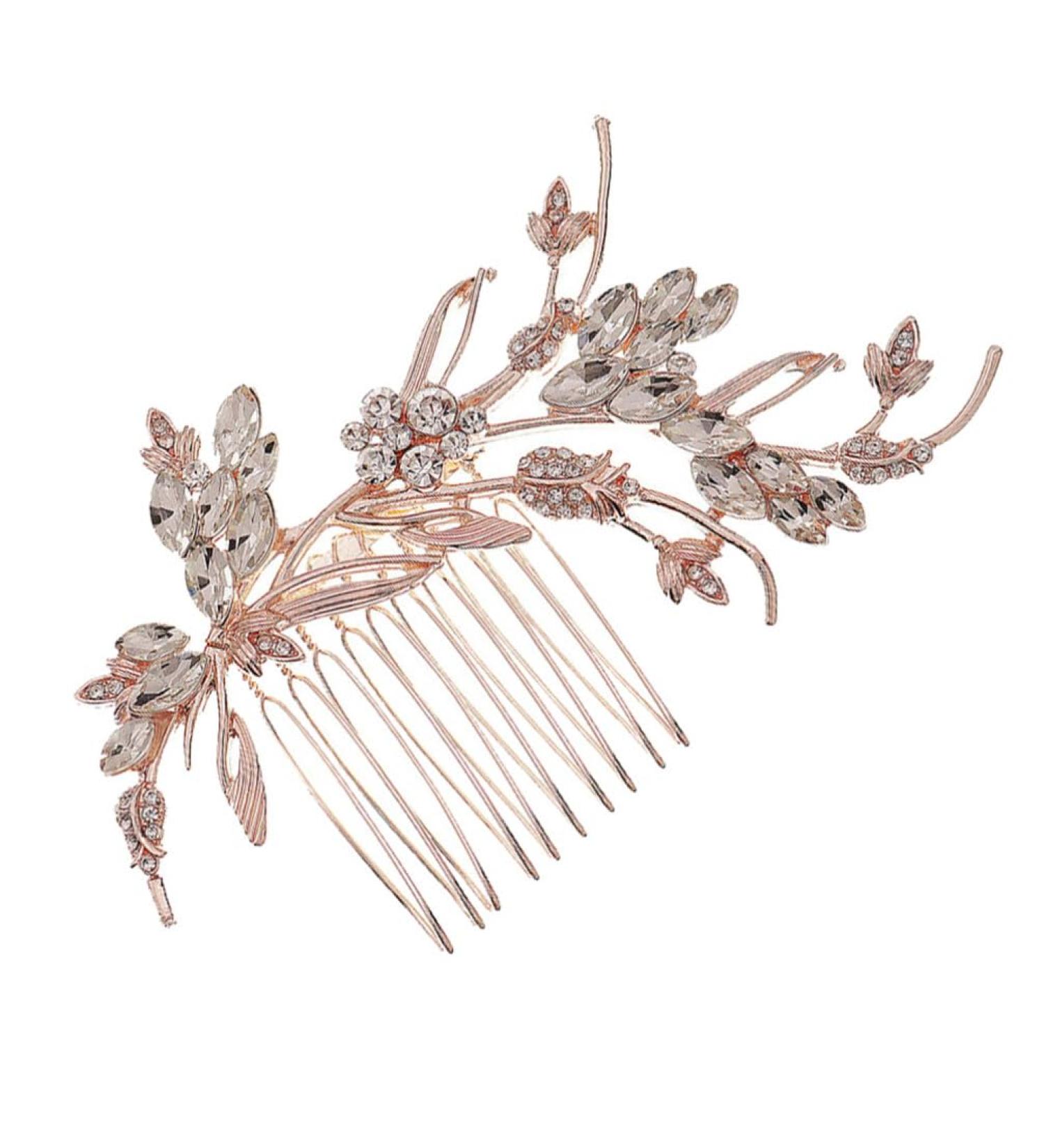 Ipetboom 1 Pc Hair Side Combs Flower Crystal Bride Wedding Hair Comb Hair Accessories Gold Rhinestone Hair Comb Clips with Teeth Combs for Wedding (Golden) - Buy Online on GoSupps.com