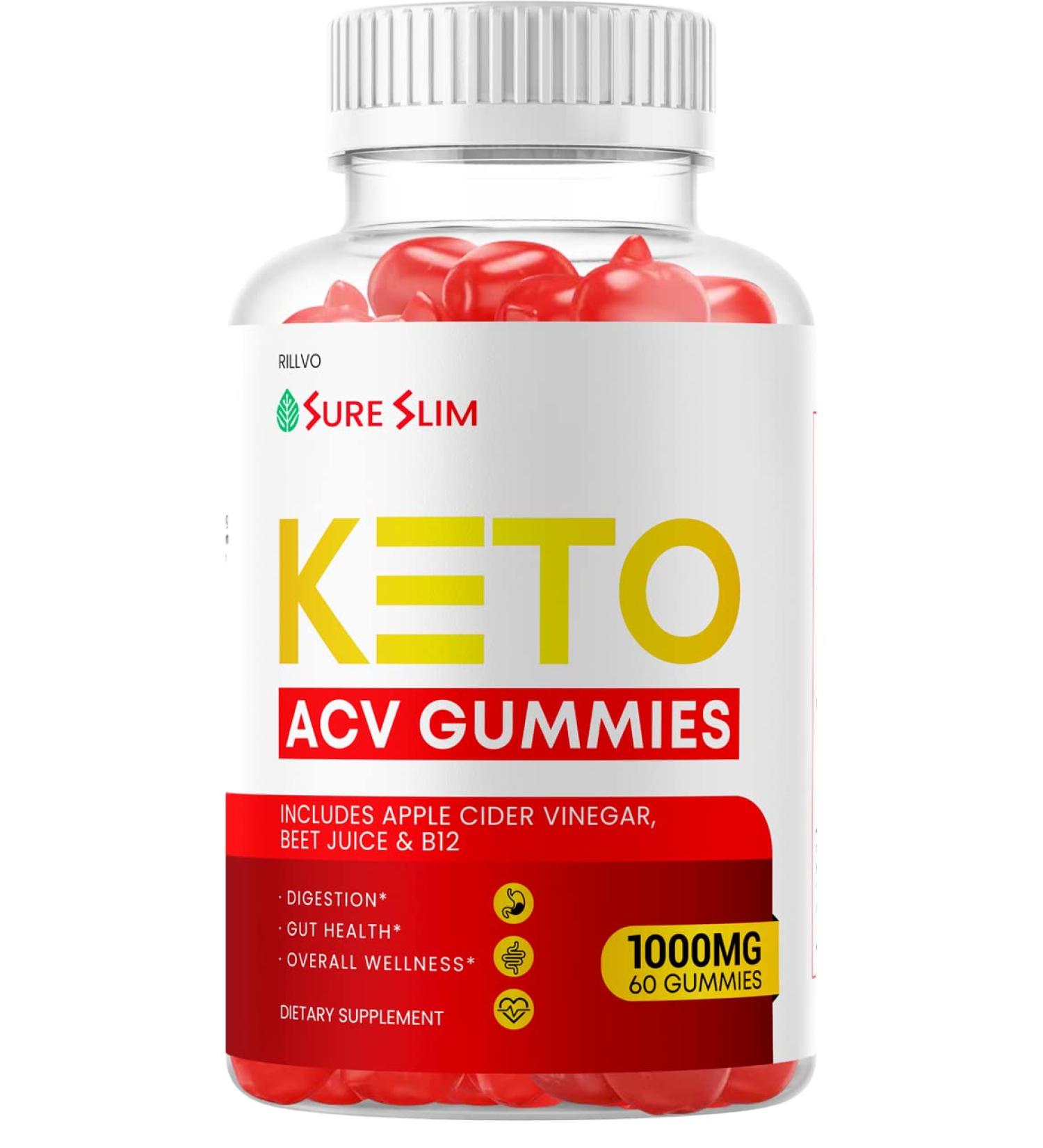 Sure Slim Keto ACV Gummies - 60 Gummies, Advanced Apple Cider Vinegar Formula - Buy Online on GoSupps.com