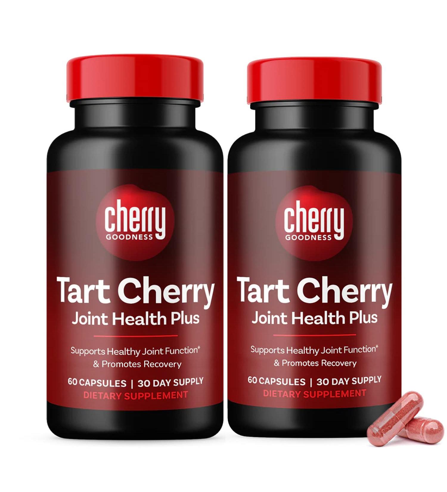 Cherry Goodness Joint Support Supplements with Tart Cherry, Collagen Type 2, and Boswellia Extract | 120 Capsules | Joint Health Capsule | Non-GMO + GF - Buy Online on GoSupps.com