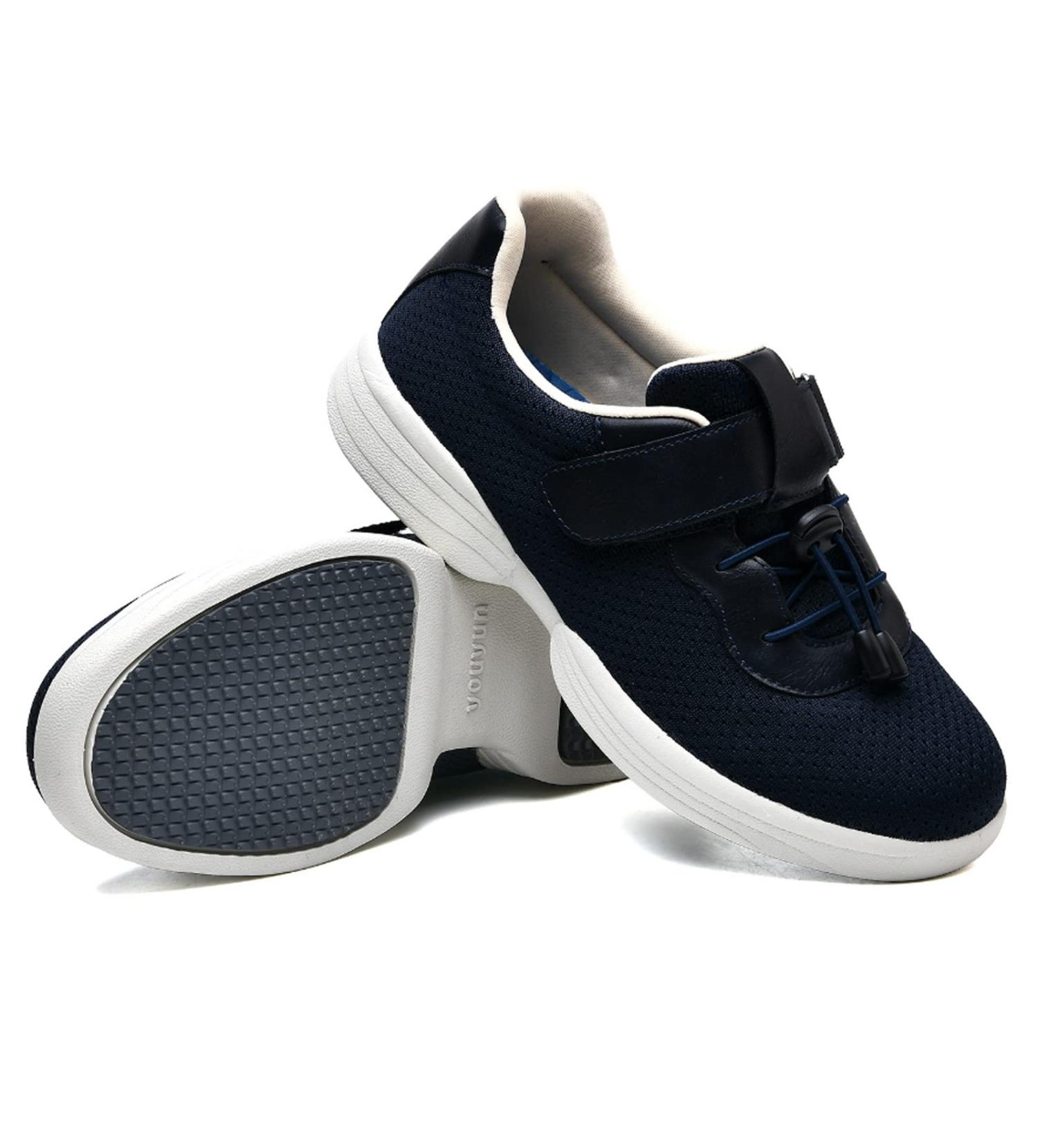 LEEWE Diabetic Shoes for Elderly - Wide Adjustable Closure Sneakers for Swollen Feet, Edema, Plantar Fasciitis - Blue, Size 41 - Buy Online on GoSupps.com