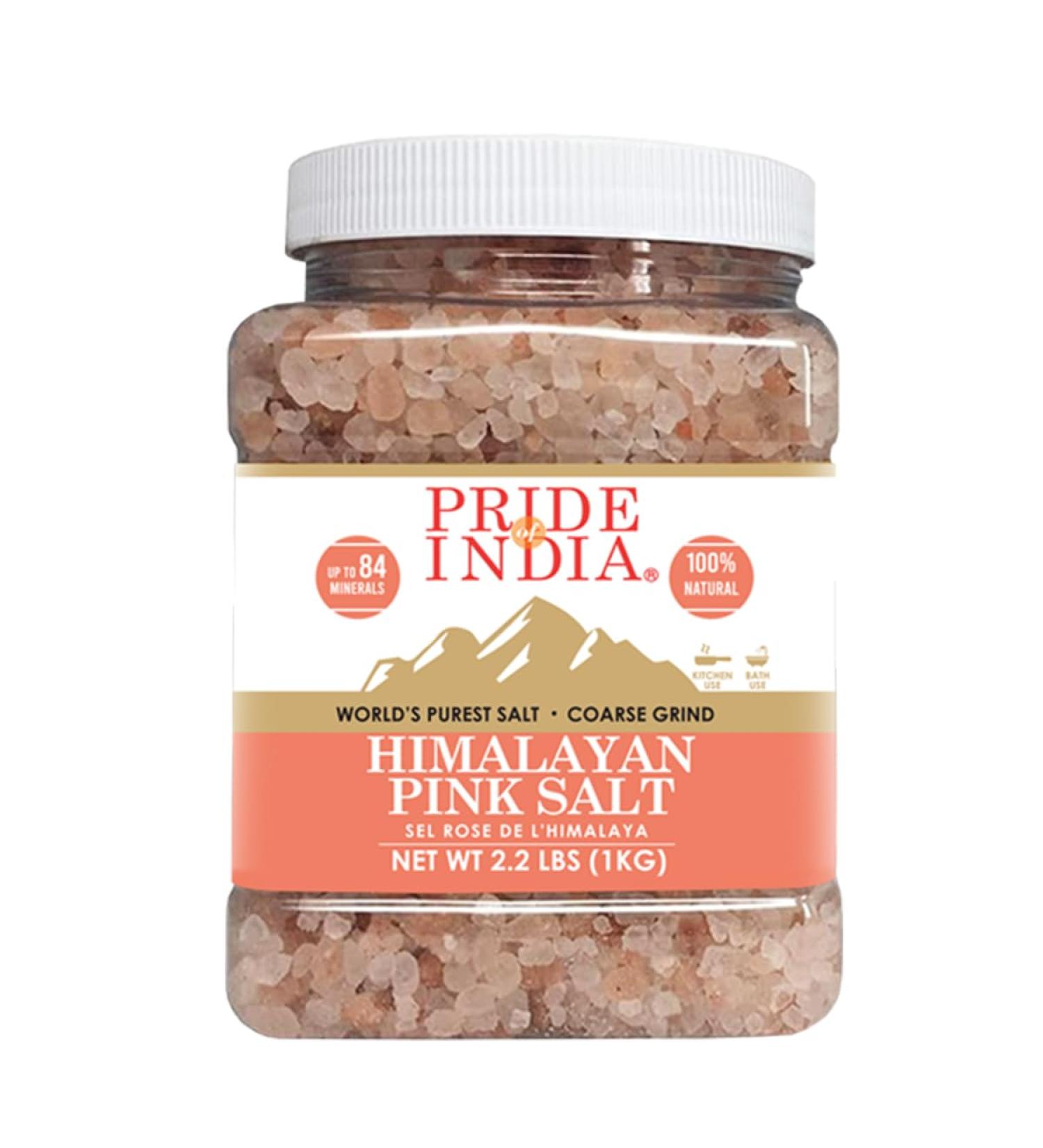 Pride Of India - Himalayan Rock Salt - 84+ Natural Mineral Enriched (Pure Himalayan Pink Salt Coarse Grind 2.2 Pound Jar) Pure Himalayan Pink Salt Coarse Grind 2.2 Pound Jar - Buy Online on GoSupps.com
