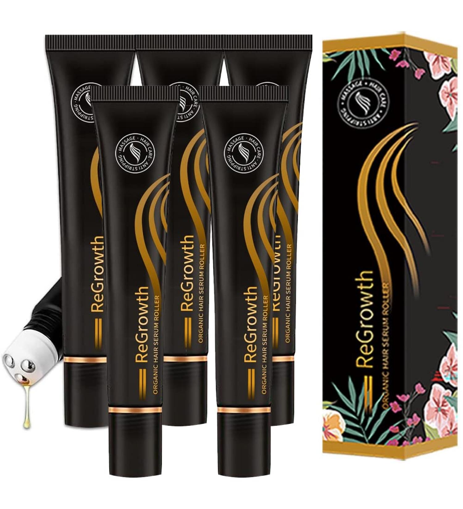 5Pcs Organic Hair Serum Roller with Triple Roll-On Massager for Hair Regrowth - Men and Women - Buy Online on GoSupps.com