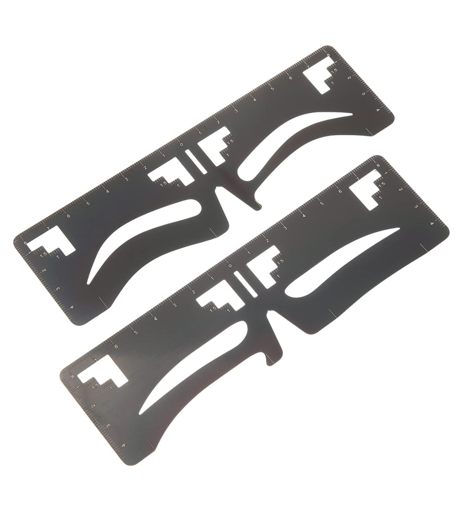 BIUDECO 2pcs Eyebrow Ruler Brow Guide Template Eyebrow Guide Stencil Eyebrow Shaping Ruler Stainless Steel 17x4.8cm Black - Buy Online on GoSupps.com
