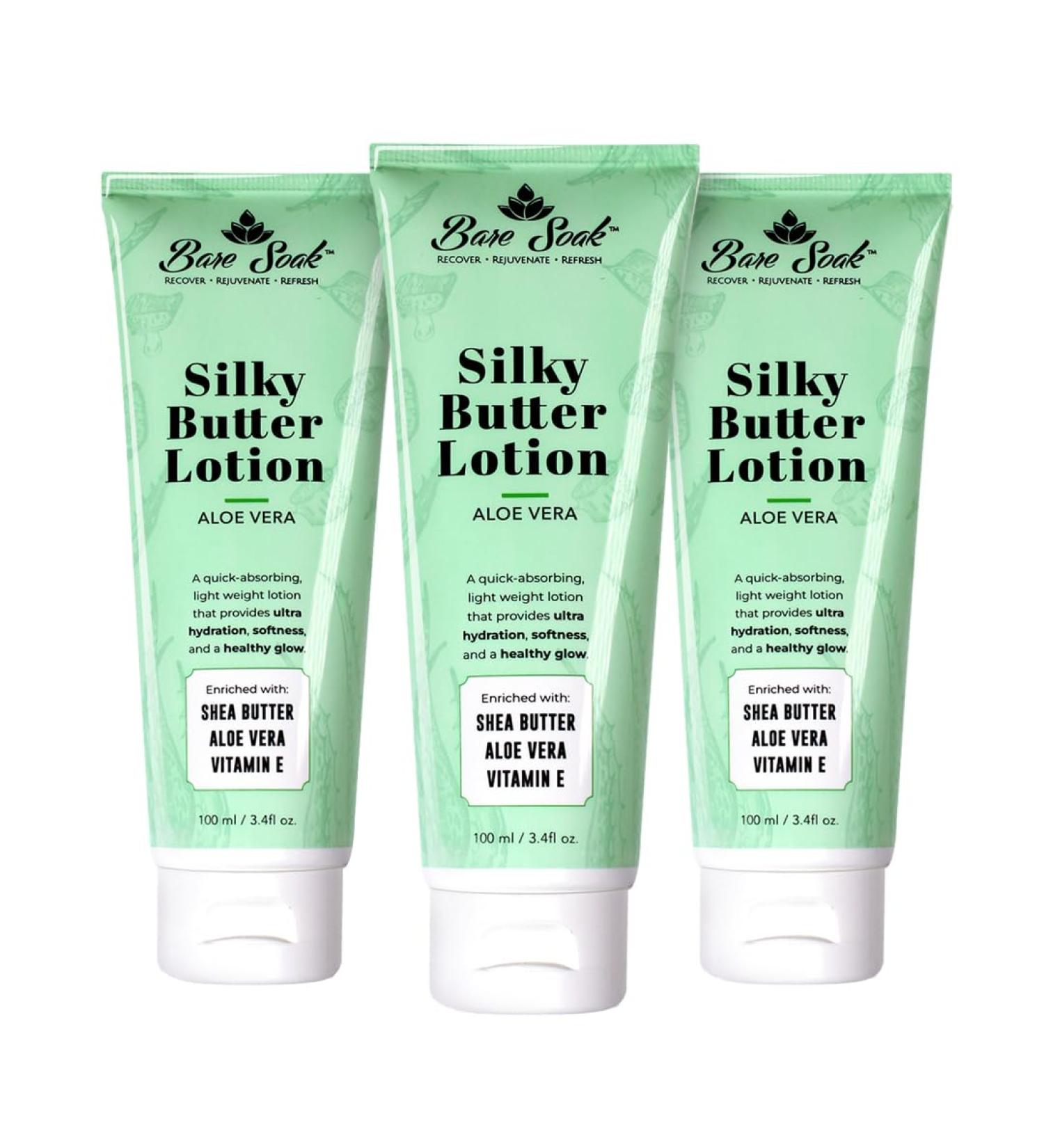 Bare Soak Silky Butter Lotion for Hands and Feet - Pack of 3 - Aloe Vera - Buy Online on GoSupps.com