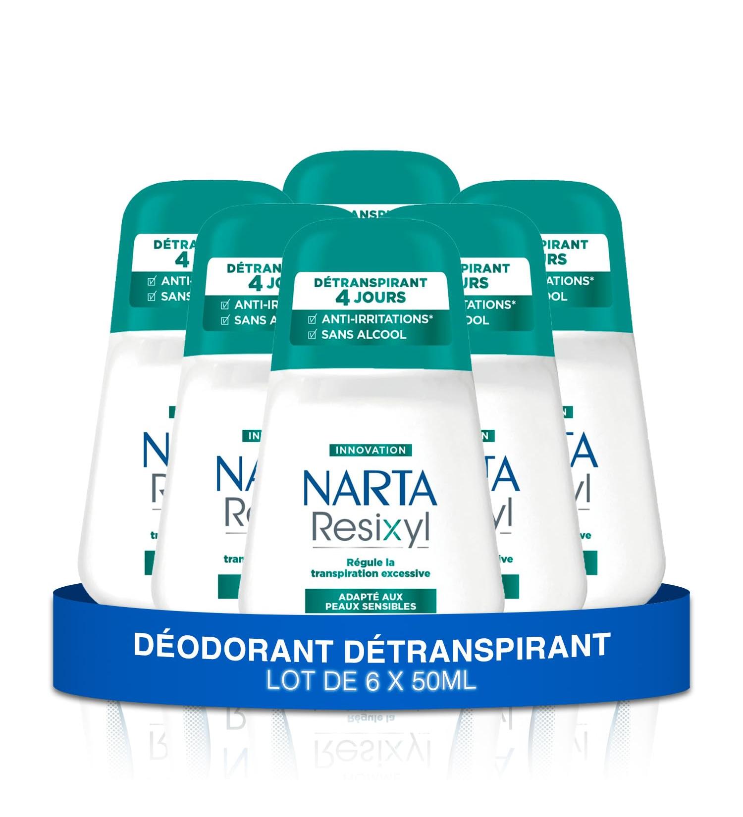 Narta NARTA - Women's Deodorant - Resixyl Roll-On Antiperspirant 4-Day Alcohol-Free - Pack of 6 x 50ml