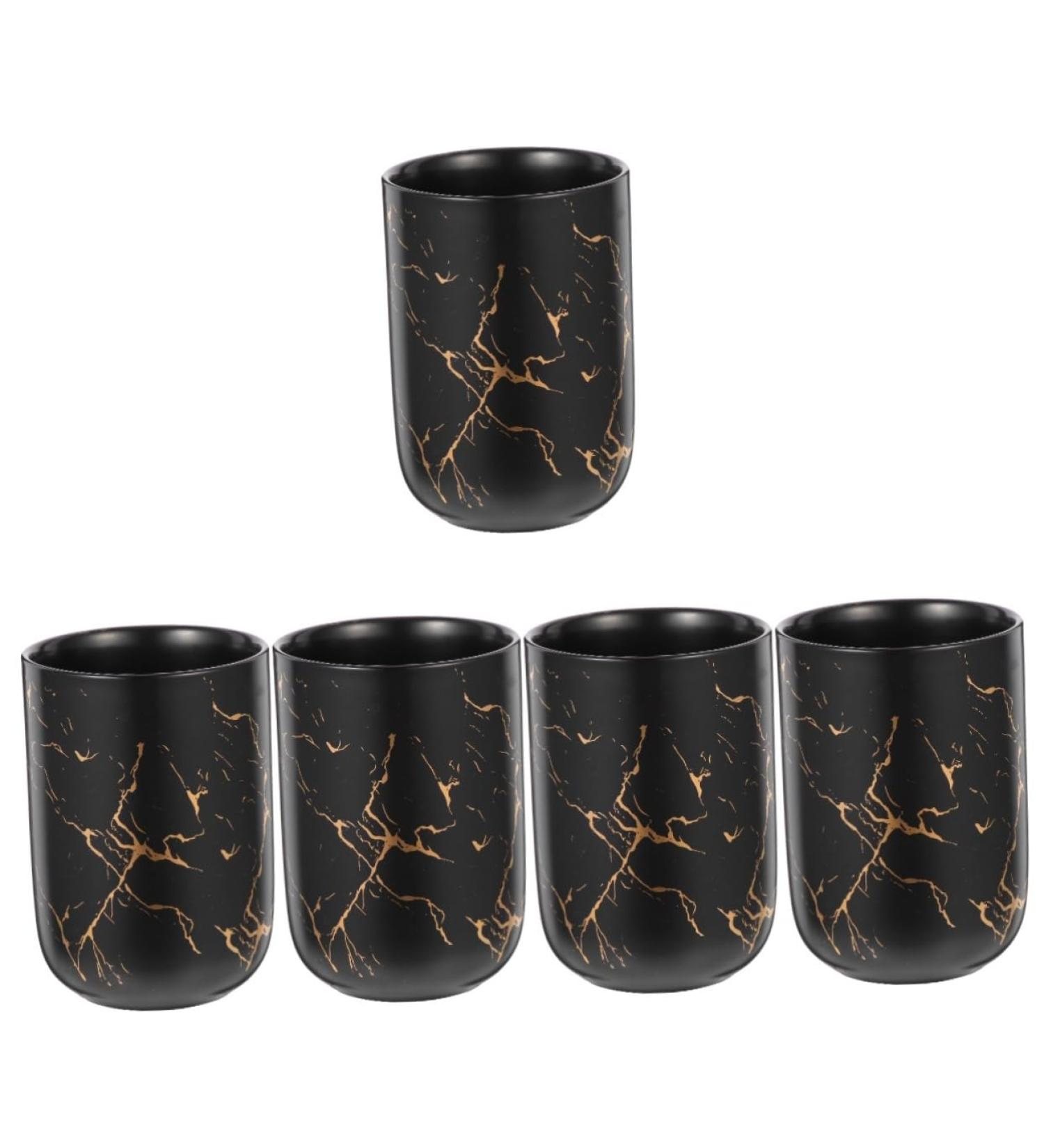 Garneck 5-Piece Multi-Purpose Cup Set - Marble Pattern Makeup & Tooth Brush Holders - Portable Household Storage for Porcelain & Ceramic Cups - Buy Online on GoSupps.com