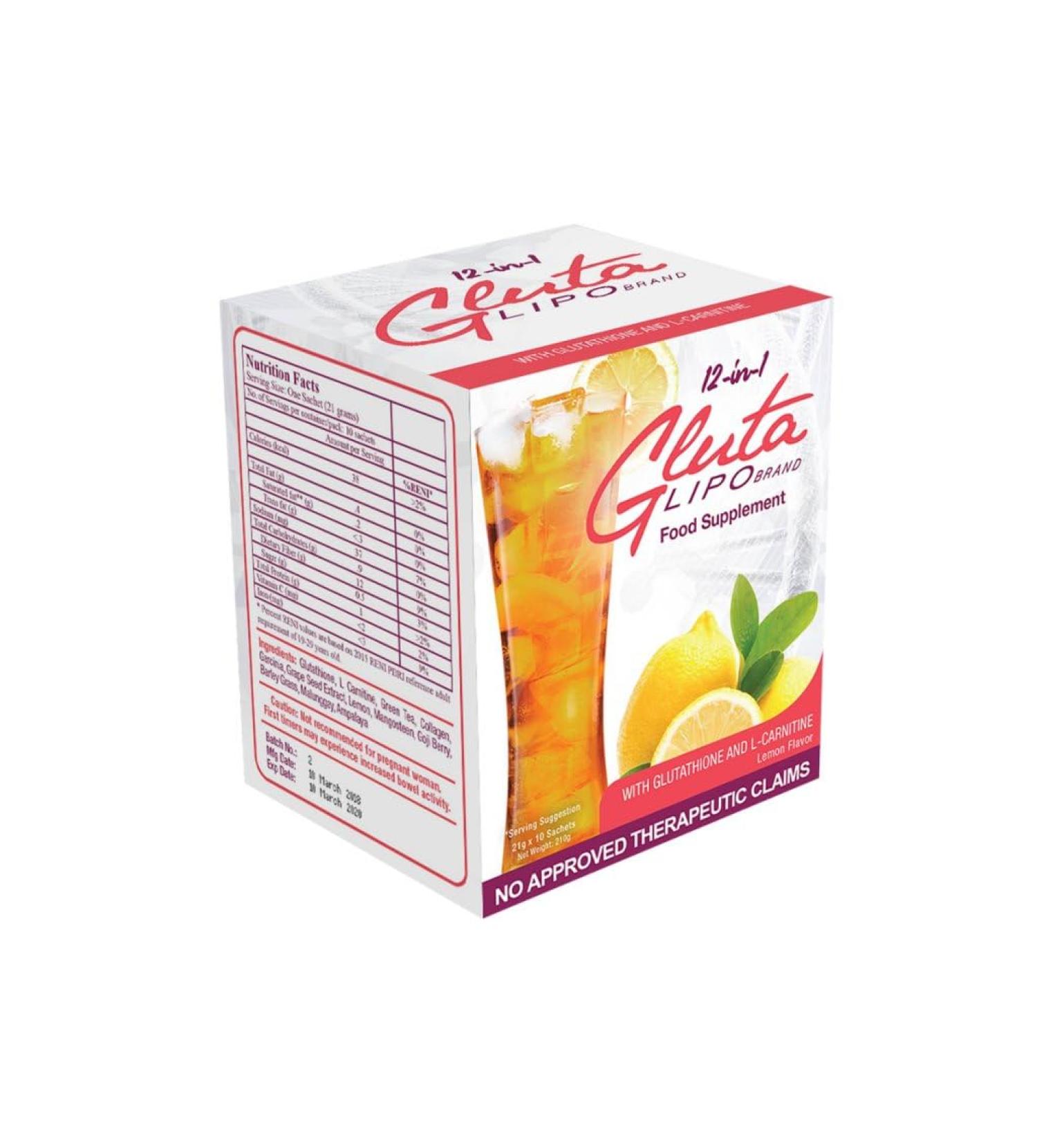 GlutaLipo 12-IN-1 LEMON FLAVOR 10 Sachets