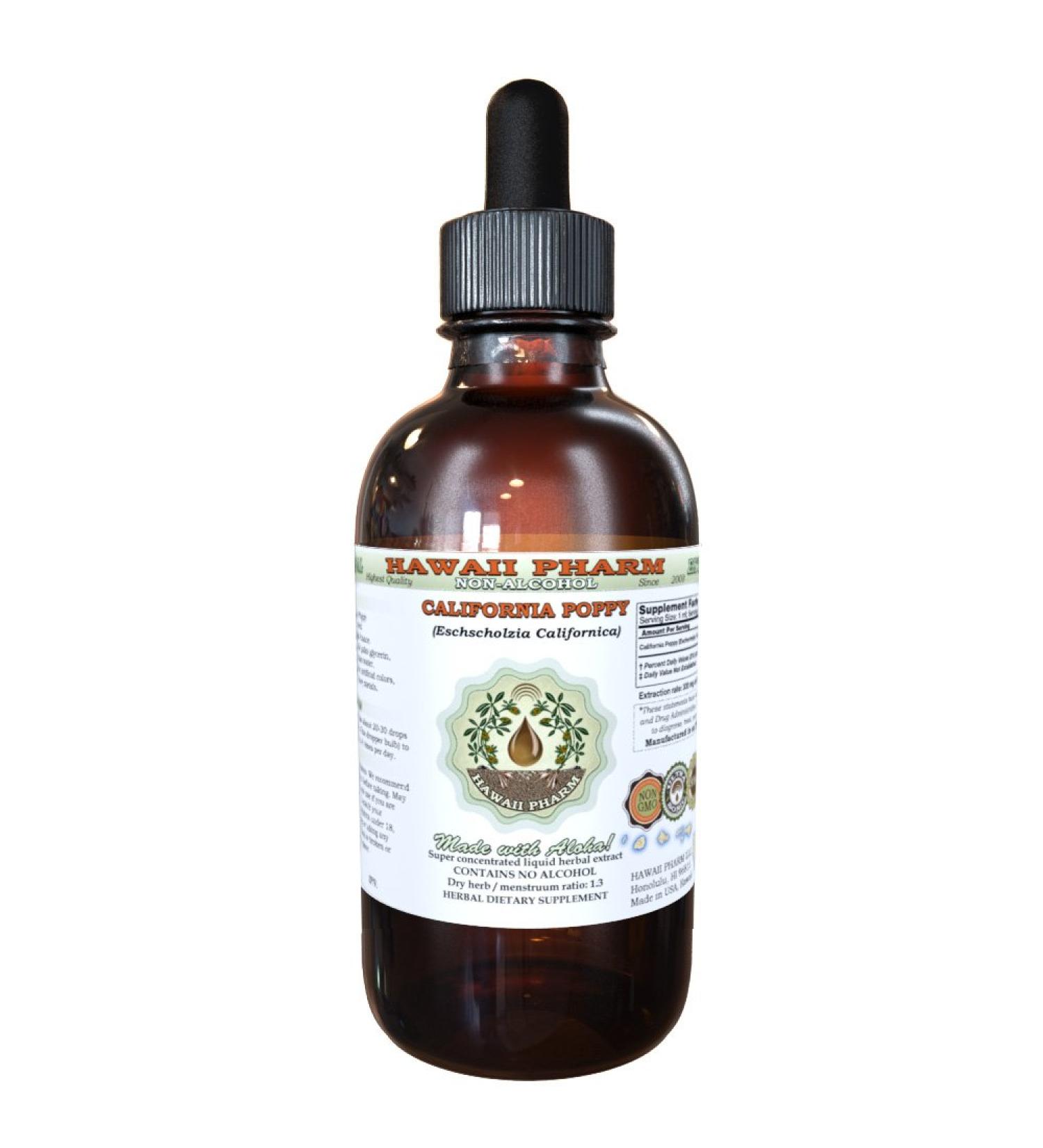 Organic California Poppy Alcohol-Free Liquid Extract - 2 oz Dried Glycerite | Eschscholzia Californica Herbal Supplement - Buy Online on GoSupps.com