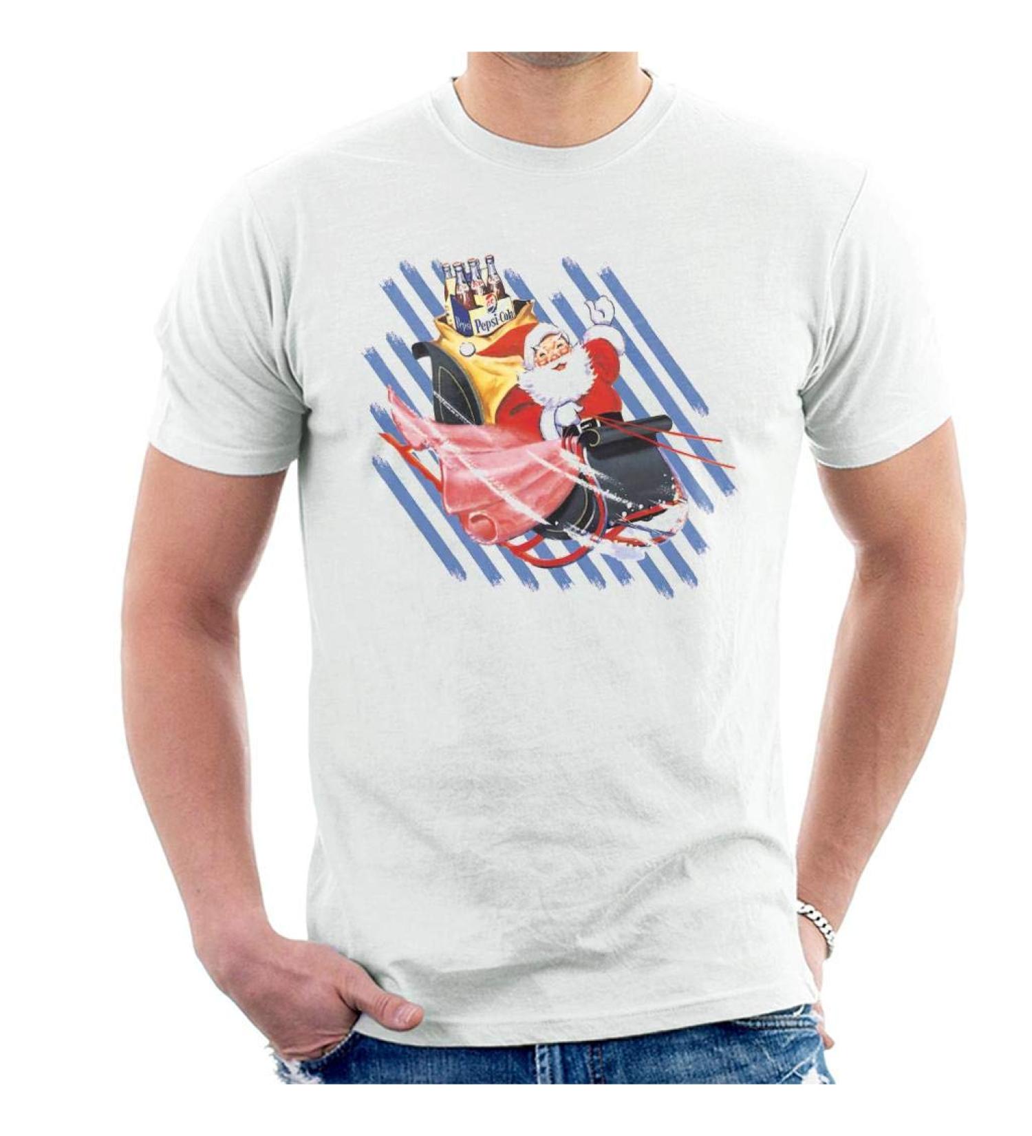 All+Every Pepsi Christmas Retro Bottle Santa Sleigh Men's T-Shirt M White - Buy Online on GoSupps.com