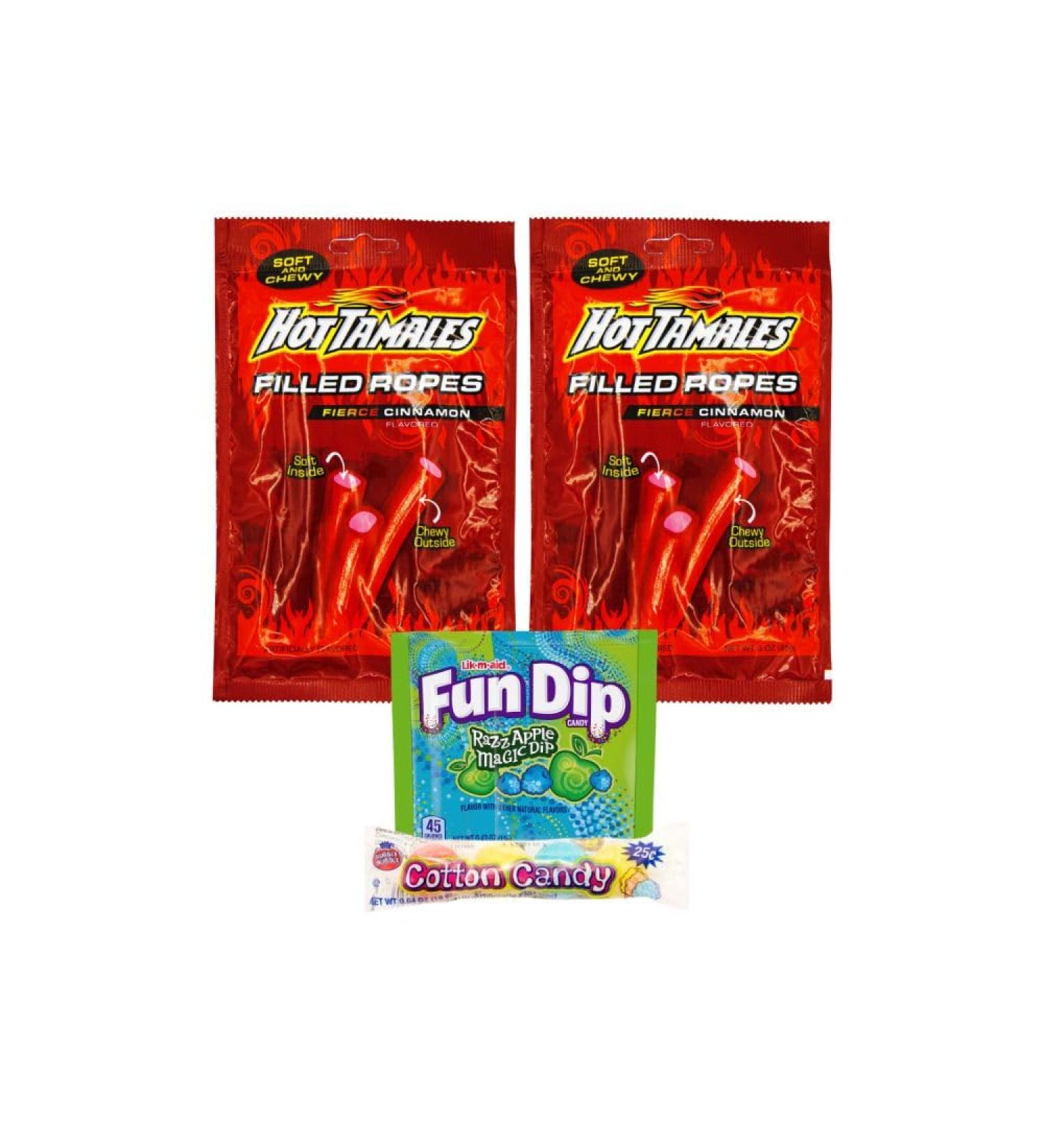 Halloween Candy Fund Dip Candy Dubble Bubble Candy Gummy and Hot-Tamales Filled Ropes Candy Variety Pack Snacks for Halloween Treats Christmas and Snacks for Kids (Pack of 4)