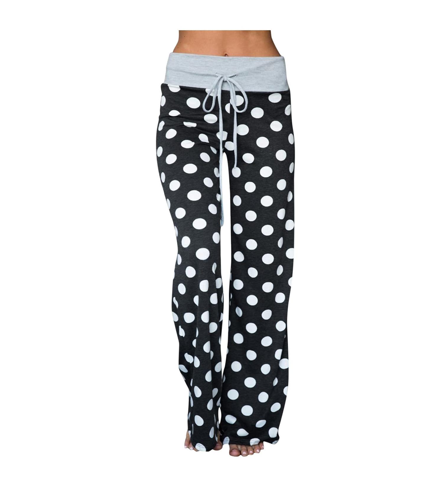 Shop Women's Plus Size Wide Leg Jogging Pants | Casual Dot Print Bohemian Style Beach & Homewear Pants - Buy Online on GoSupps.com