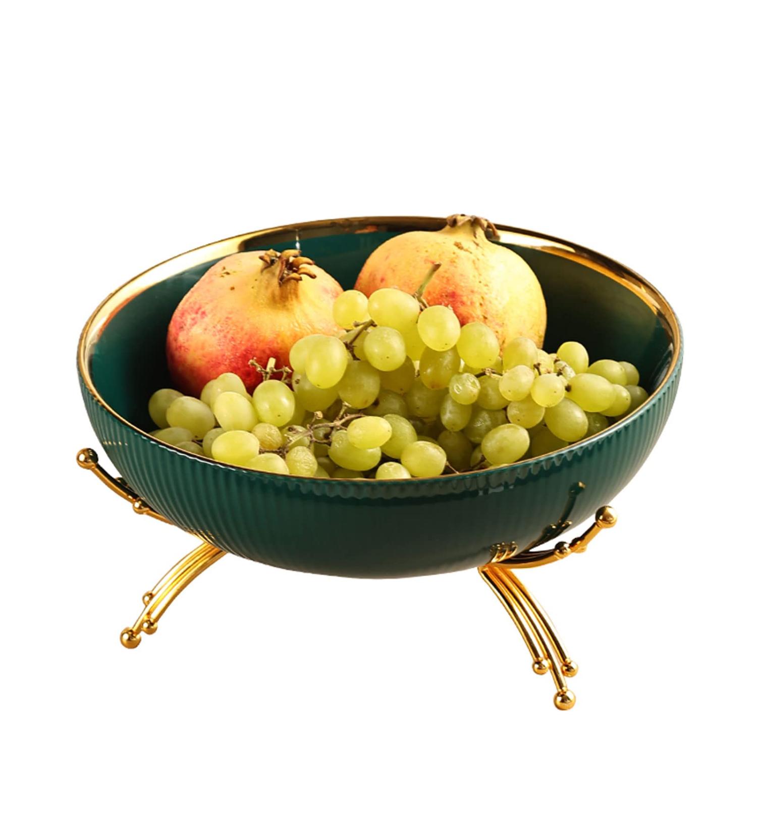 Fruit Basket Bowl Fruit Basket Ceramic Fruit Bowl Creative Minimalist Fruit Dish W/Metal Stand Decorative Dessert Snack Display for Kitchen Counter Bread Snacks (Color : A) - Buy Online on GoSupps.com