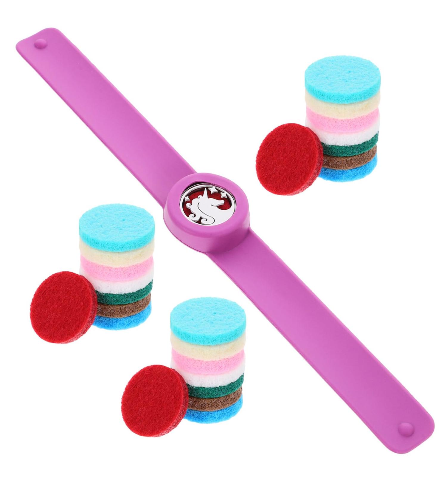 Milists Aromatherapy Diffuser Bracelets | Essential Oil Slap Bracelets with 30 Refill Pads | Fillable Fragrance Sports Bracelet for Kids Girls & Women - Purple - Buy Online on GoSupps.com