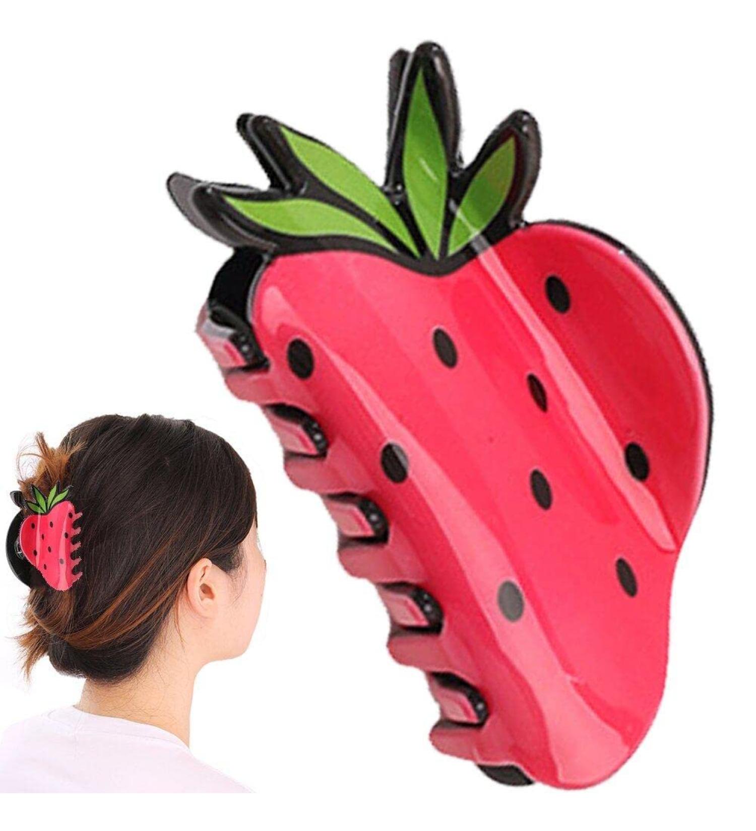 Charming Strawberry-Shaped Hair Claw Clip - Stylish Durable and Perfect for a Tropical- Look - Buy Online on GoSupps.com