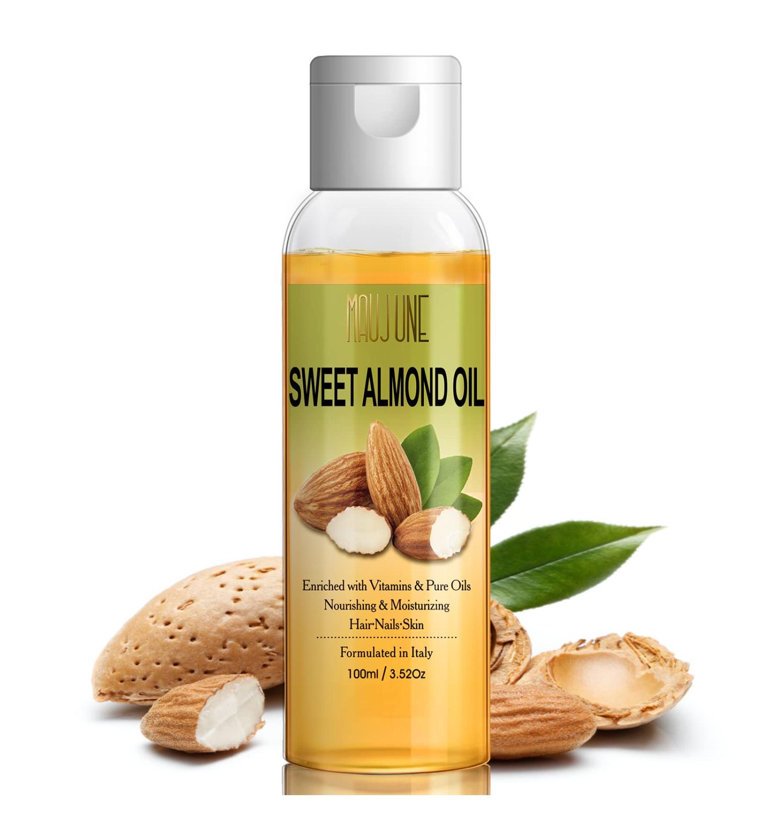 Sweet Almond Hair Oil - Moisturizing Serum for Frizzy Hair with Castor Oil & Vitamins | Anti-Dry Anti-Frizz Solution for Hair Nails & Skin - Buy Online on GoSupps.com