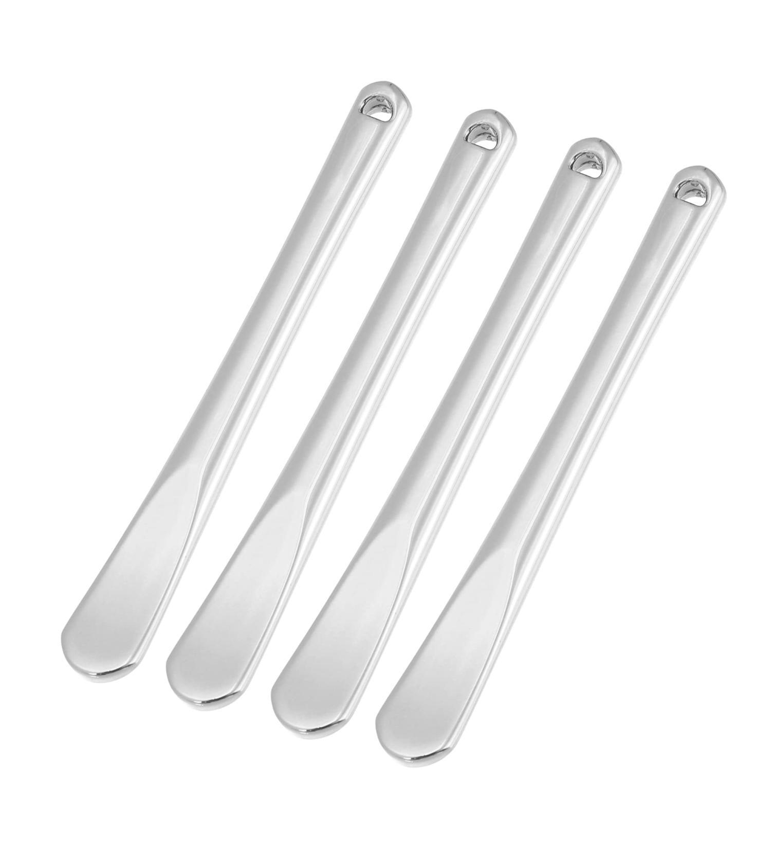 VOCOSTE 4 Pcs Makeup Spatula Set - Mini Spoon & Eye Cream Massage Sticks for Facial Cream - Zinc Alloy - Silver Tone - Buy Online on GoSupps.com
