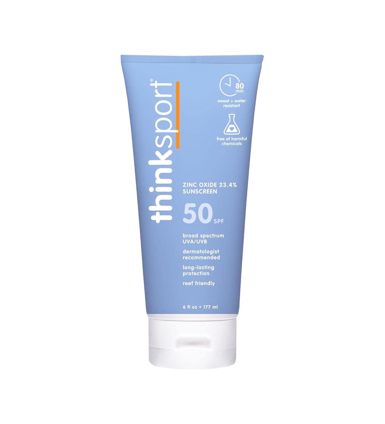 Thinksport SPF 50+ Mineral Sunscreen â€“ Safe, Water-Resistant UV Protection for Active Use â€“ Vegan & Reef Friendly, 6oz - Buy Online on GoSupps.com