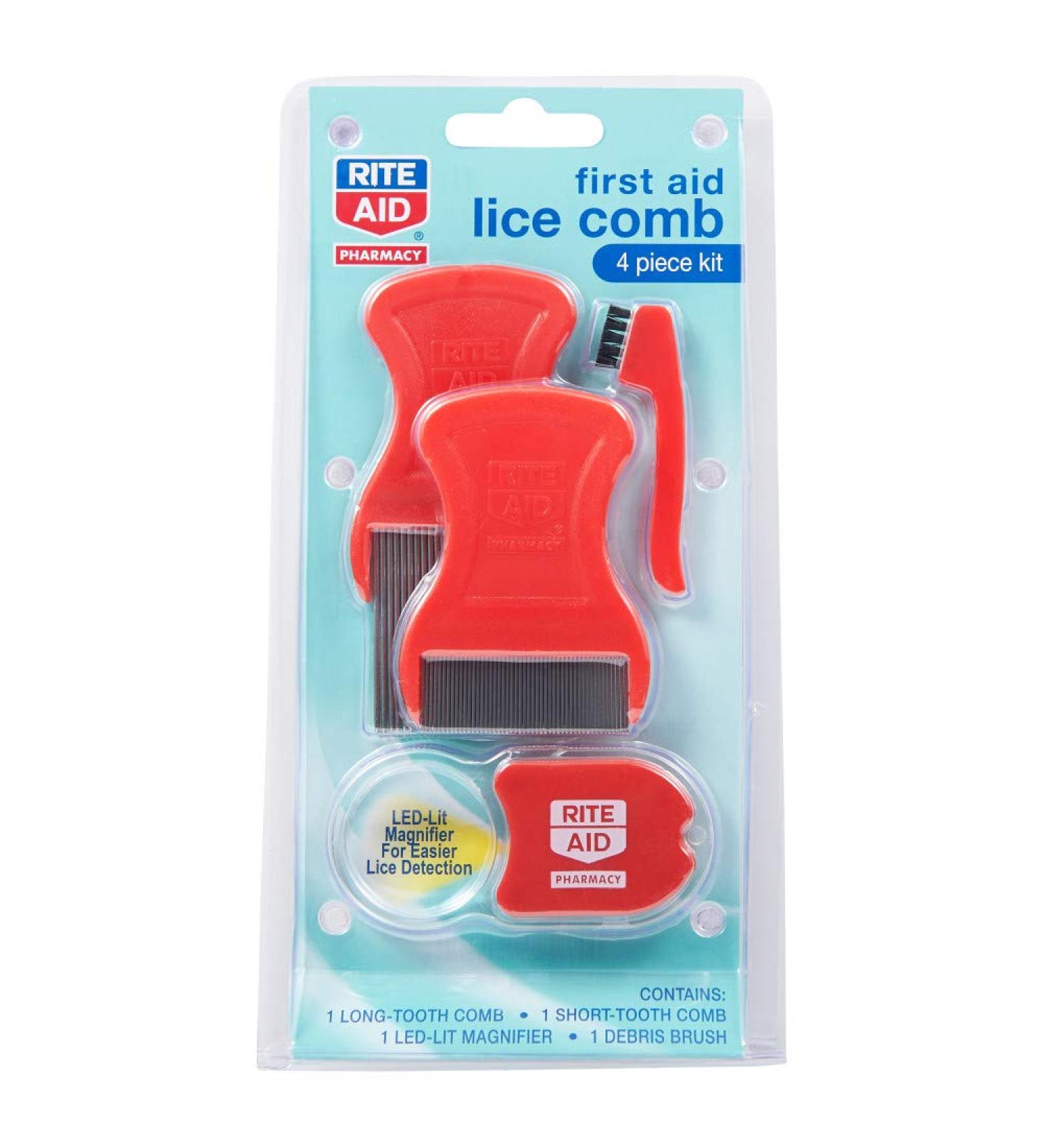 Rite Aid Head Lice Comb Kit with LED Magnifier - 4 Piece Kit | for Head Lice Treatment & Nit Removal