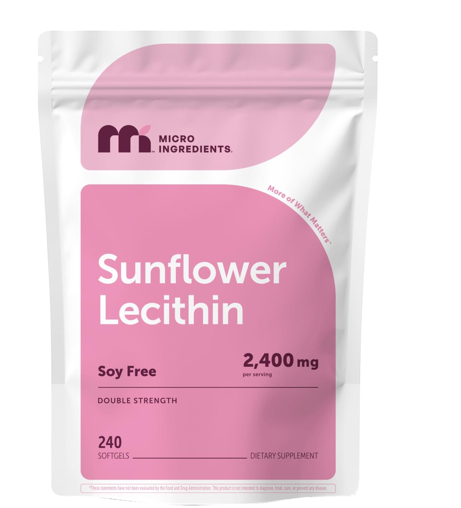 Micro Ingredients Sunflower Lecithin 2 400mg 240 Softgels | Natural Sunflower Seed Oil Source with Phosphatidylcholine | Soy Free Lecithin Supplement | Non-GMO No Gluten - Buy Online on GoSupps.com