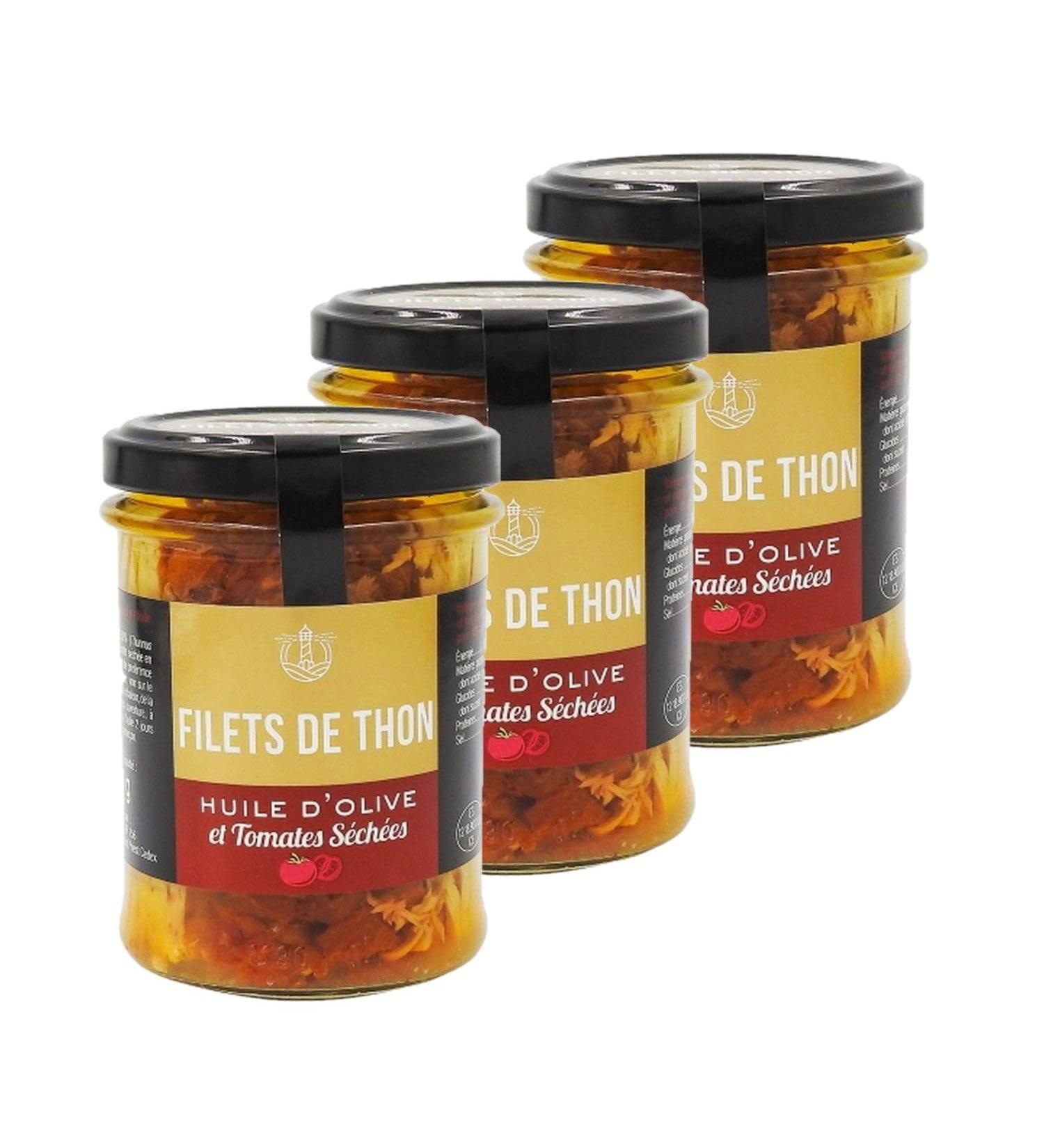 Lot 3x Tuna fillets in olive oil and dried tomatoes - 200g jar - Buy Online on GoSupps.com