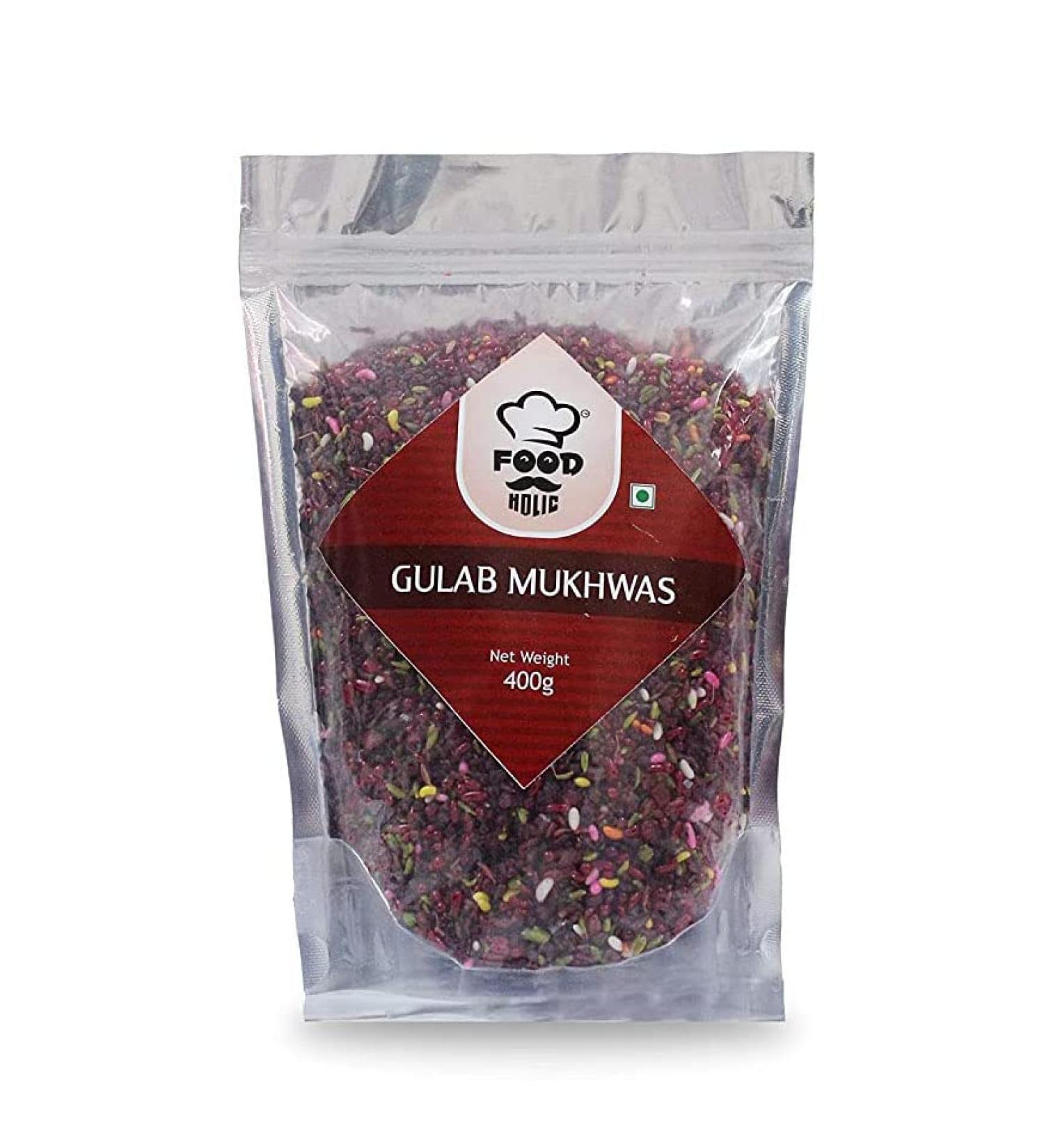 FOODHOLIC Shahi Gulab Mukhwas Traditional Mouth Freshener Mukhwas Mix (Mouth Freshener) (400 GM)_Packing May Vary