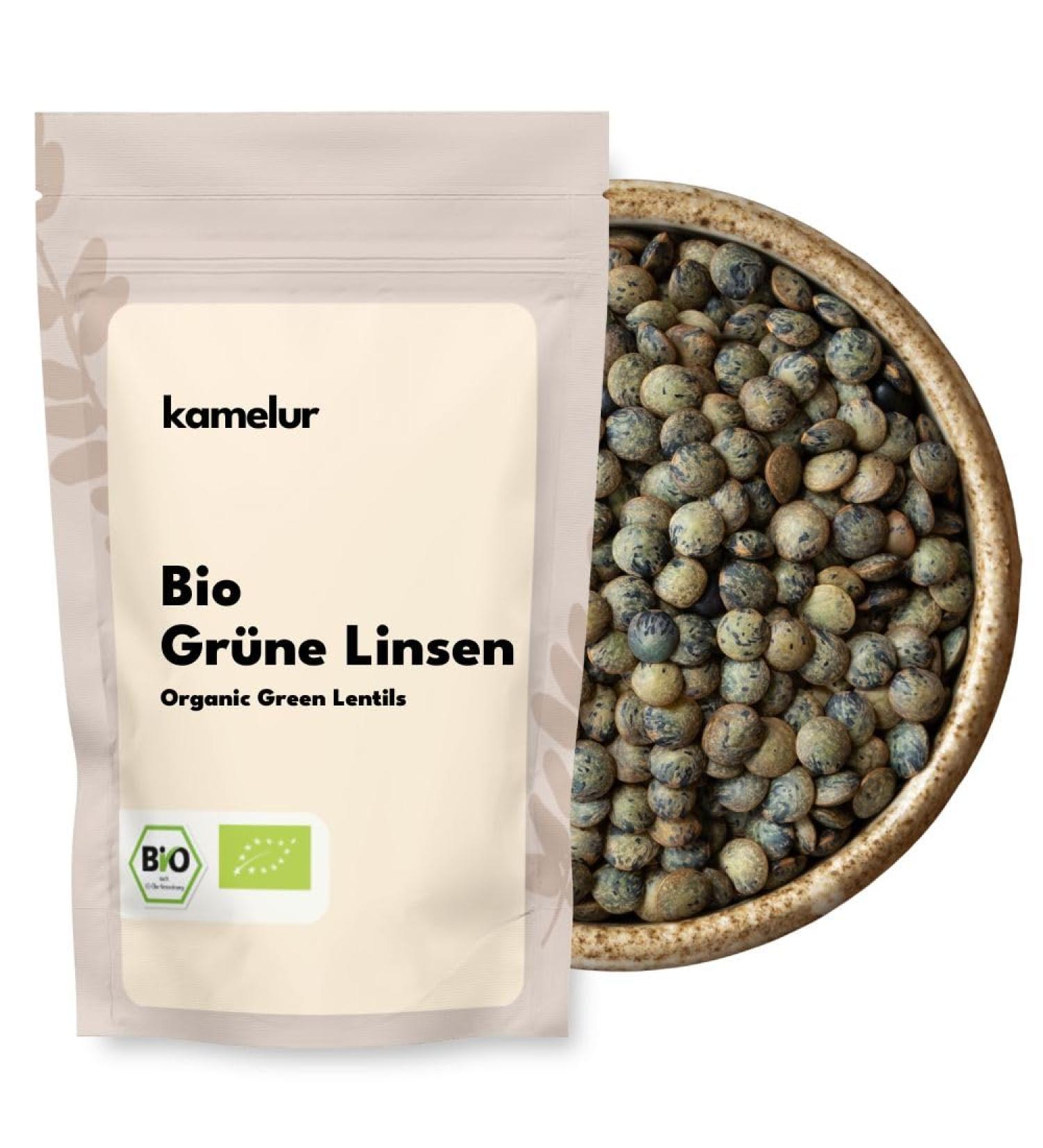  Kamelur Kamelur 500g of organic dried green lentils organic dried fruit without additives Dried green lentils in biodegradable packaging - Buy Online on GoSupps.com