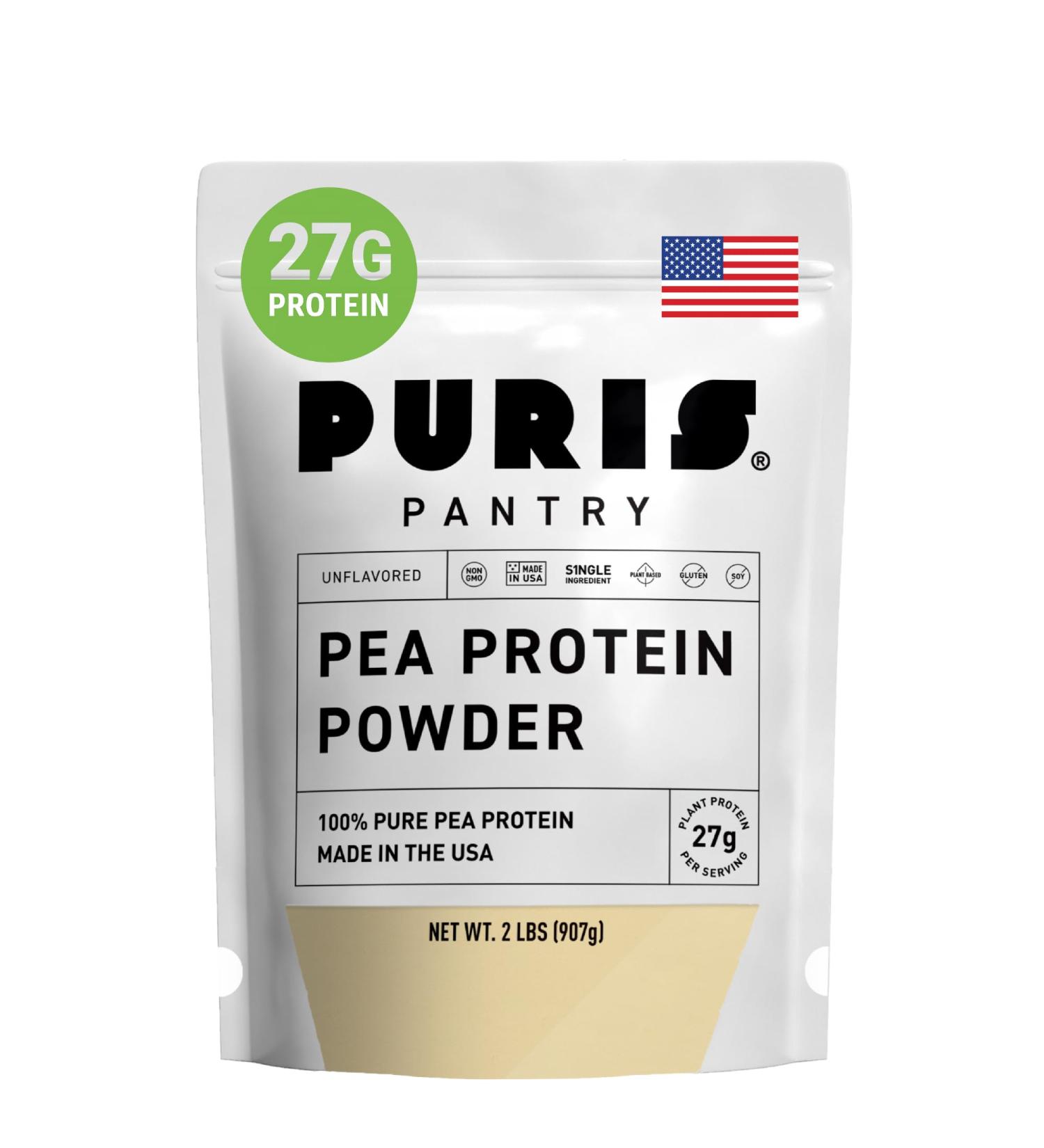 PURIS Pea Protein Powder Plant-Based Vegan | 27g Per Serving | Dairy Soy and Gluten-Free | Clean Label Non-GMO | Smooth Neutral Taste | 2 Pounds (1 Pack) Unflavored 2 Pound (Pack of 1) - Buy Online on GoSupps.com