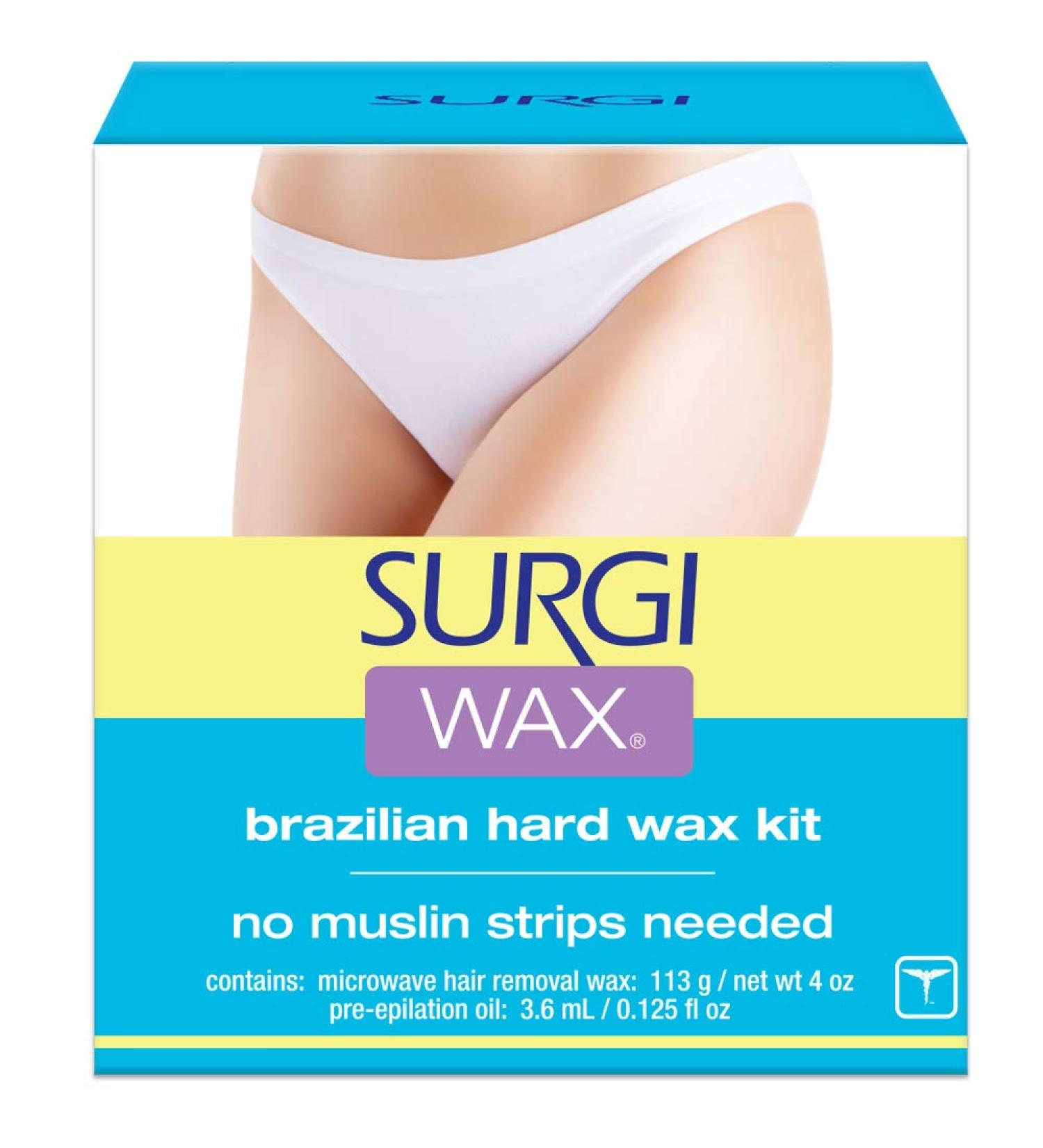 Surgi-Wax Brazilian Hard Wax Kit 4oz - Hair Removal Waxing Kit with Pre-Epilation Oil - Buy Online on GoSupps.com