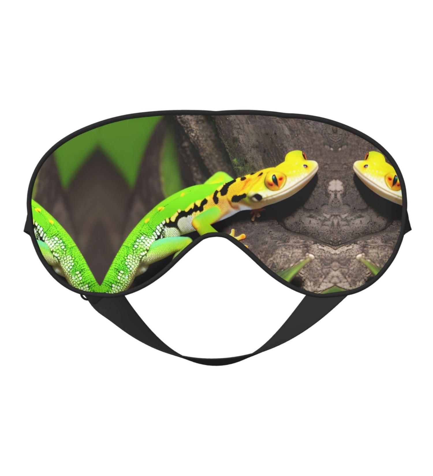 Green Geckos Print Unisex Sleep Mask - Double-Sided Eye Mask for Sound Sleep & Skin Care - Shop Internationally - Buy Online on GoSupps.com