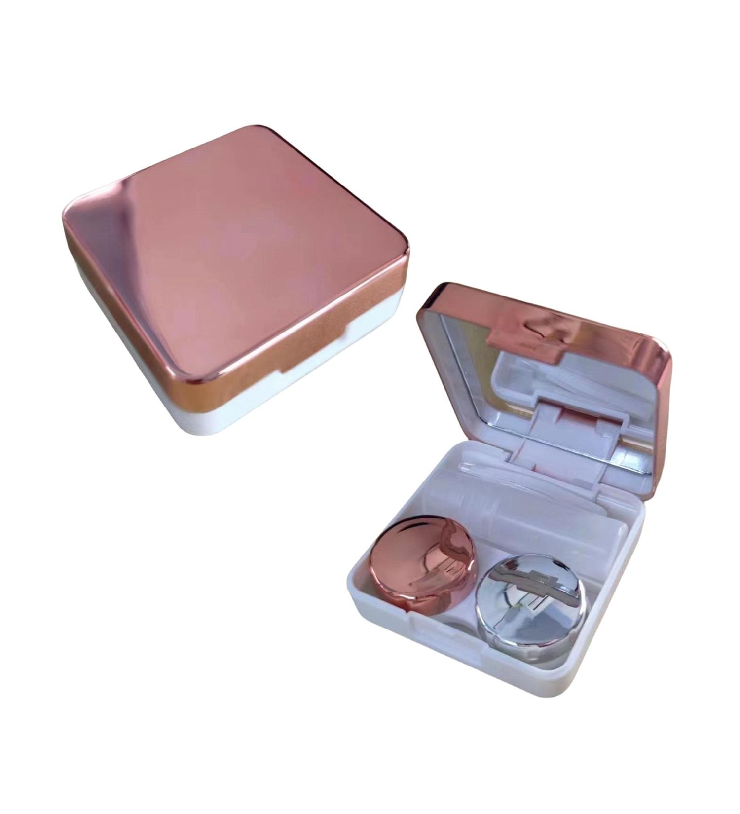 Portable Travel Contact Lens Case with Mirror & Tweezers - Rose Pink | Ideal for Travel & Home Use - Buy Online on GoSupps.com