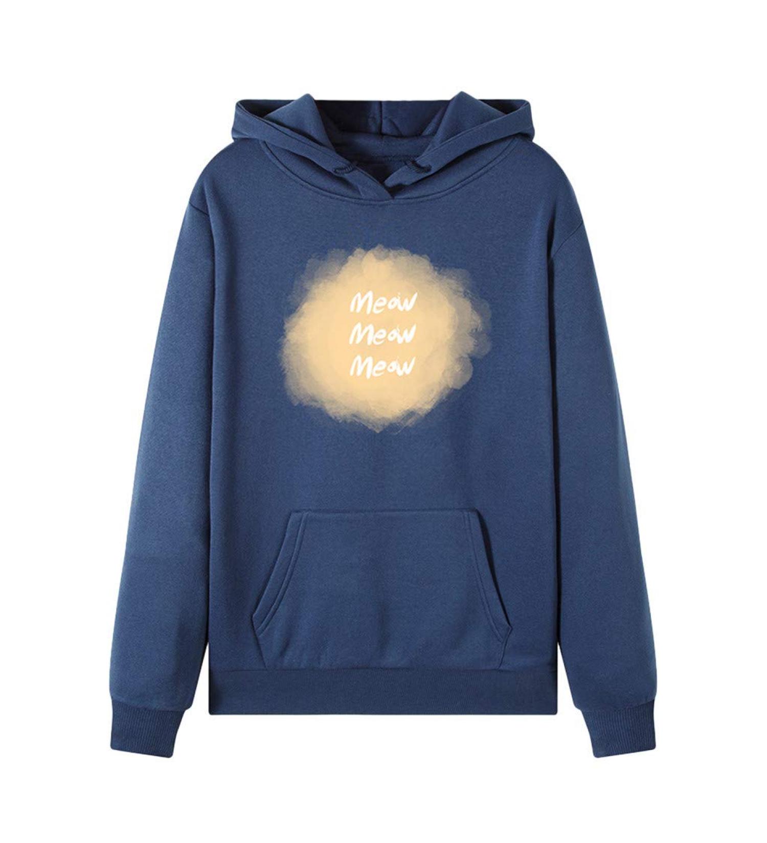 Bigfanshu in Women's Clothing Long Sleeve Print Hooded Sweatshirt Autumn&Winter Blouse Lady Tops Navy - Buy Online on GoSupps.com