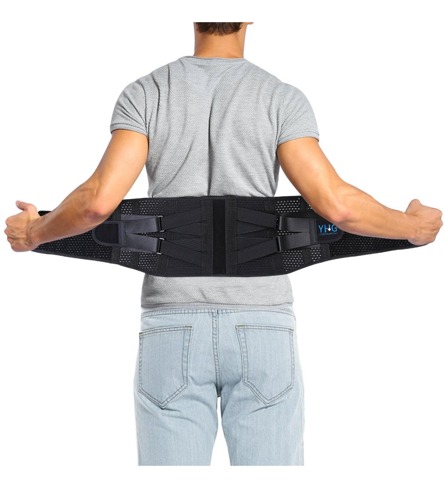 Adjustable Lumbar Brace Belt - Compression Back Support for Lower Back Pain Relief - Black L Code - Buy Online on GoSupps.com