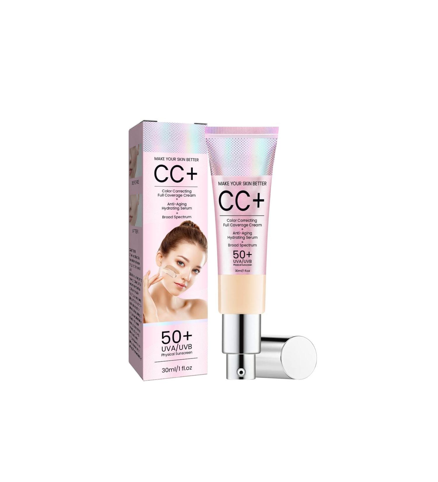 CC Cream for Face - Natural Cover Color Correcting Cream Waterproof & Hydrating Brightens Skin Tone Flawless Finish Makeup Long-Lasting Wear for Daily Use 30ml/1 fl.oz (01) - Buy Online on GoSupps.com