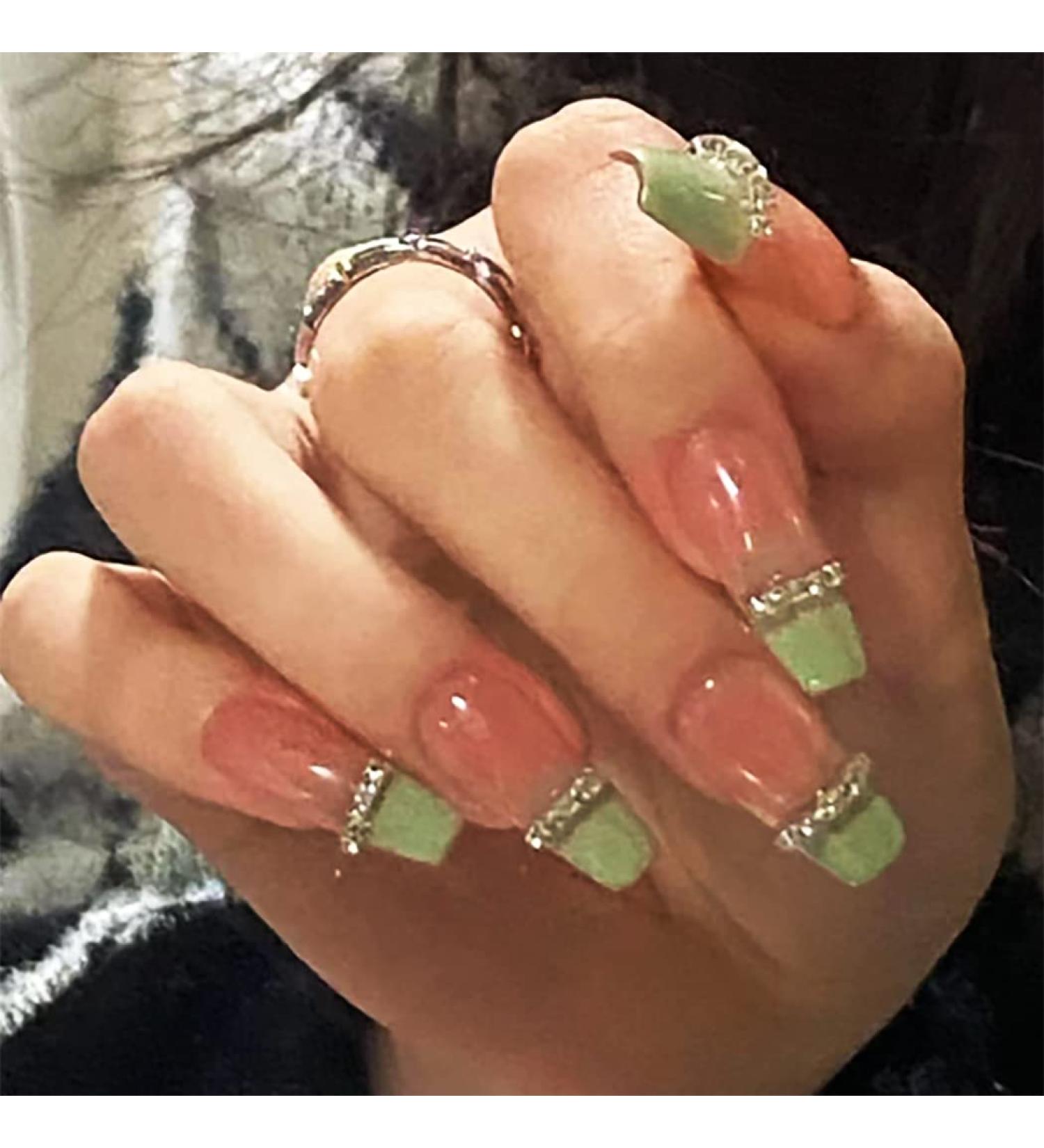 Coffin False Nails Press on Nails French Long Fake Nails Ballerina Acrylic Stick on Nails 24pcs for Women and Girls (Color : Pink Size : F) - Buy Online on GoSupps.com