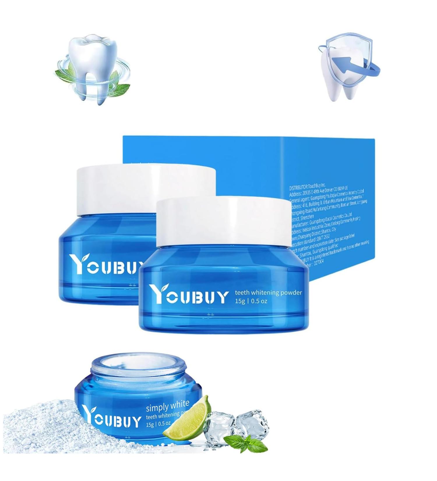 YOUBUY Teeth Whitening Powder - Instant Natural Whitening & Stain Removal for Yellow Teeth & Tartar | Shop Internationally - Buy Online on GoSupps.com