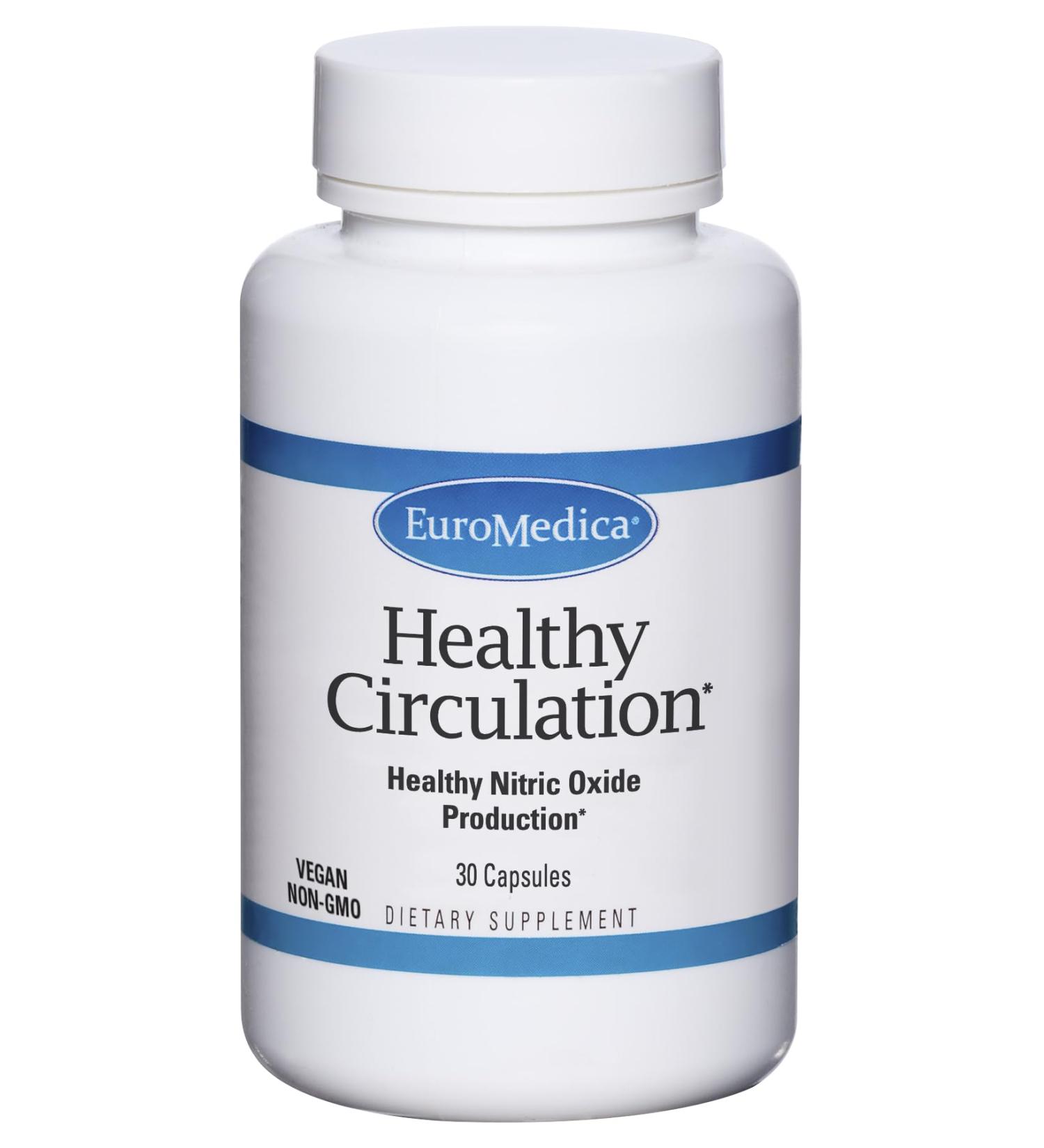 Euromedica Healthy Circulation - Dietary Supplement for Healthy Circulation Support - Healthy Blood Flow & Heart Function Aid - Non-GMO & Vegan Capsules - 30 Capsules (30 Servings)