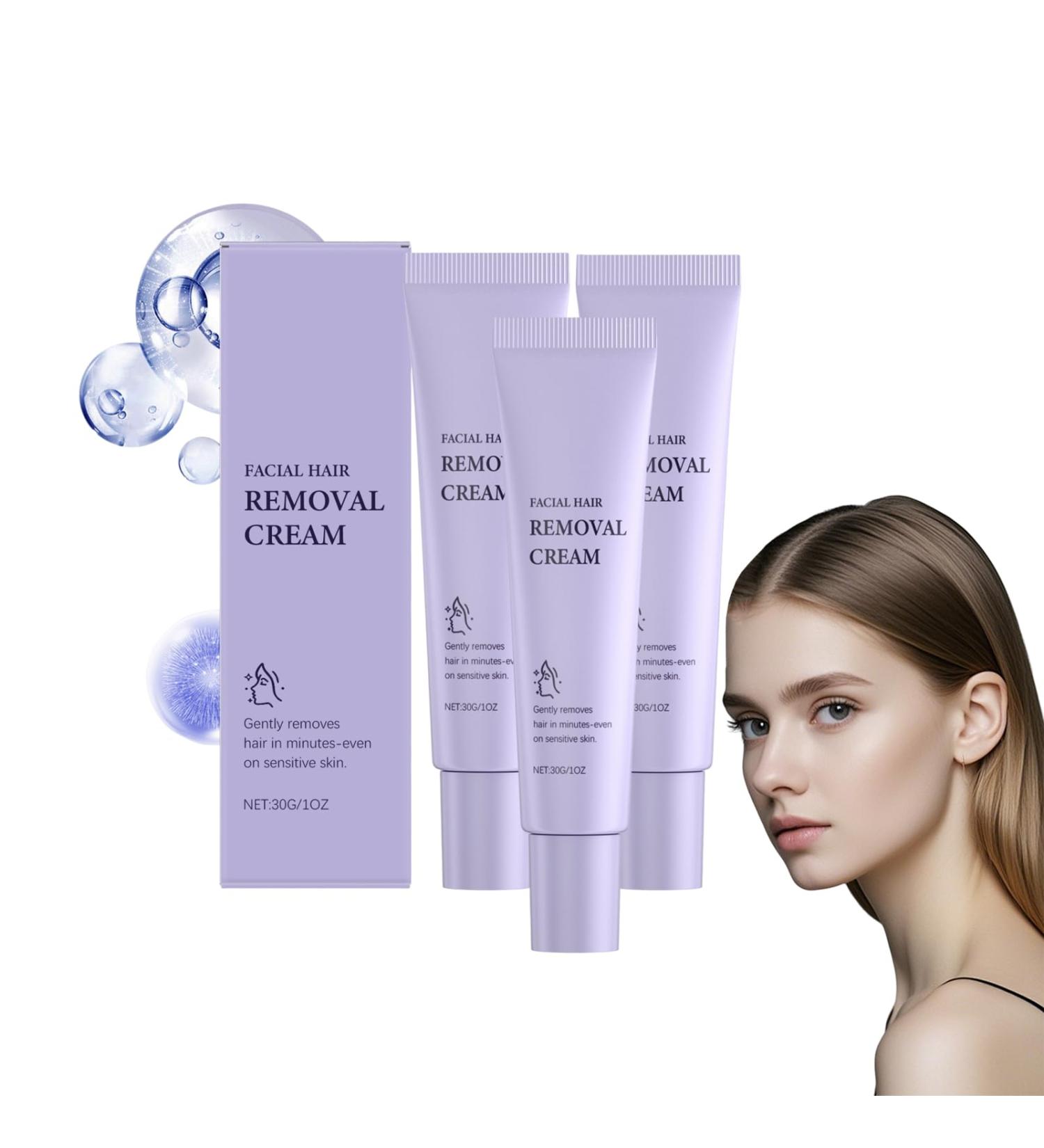 VKaoess Womens Facial Hair Removal Cream for Soft Skin Gentle hair removal cream for face and body painless bikini and gentle hair solution smooth skin for the most young skin types 3 pieces - Buy Online on GoSupps.com