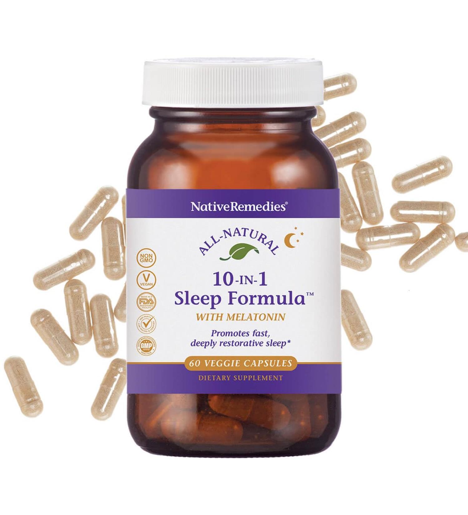 Native Remedies 10-in-1 Natural Sleep Aid for Adults & Kids 4+ Herbal Sleep Supplement with Melatonin 5mg Magnesium Valerian Root Chamomile & L-Tryptophan Non-Habit Forming Vegan 60 Capsules - Buy Online on GoSupps.com