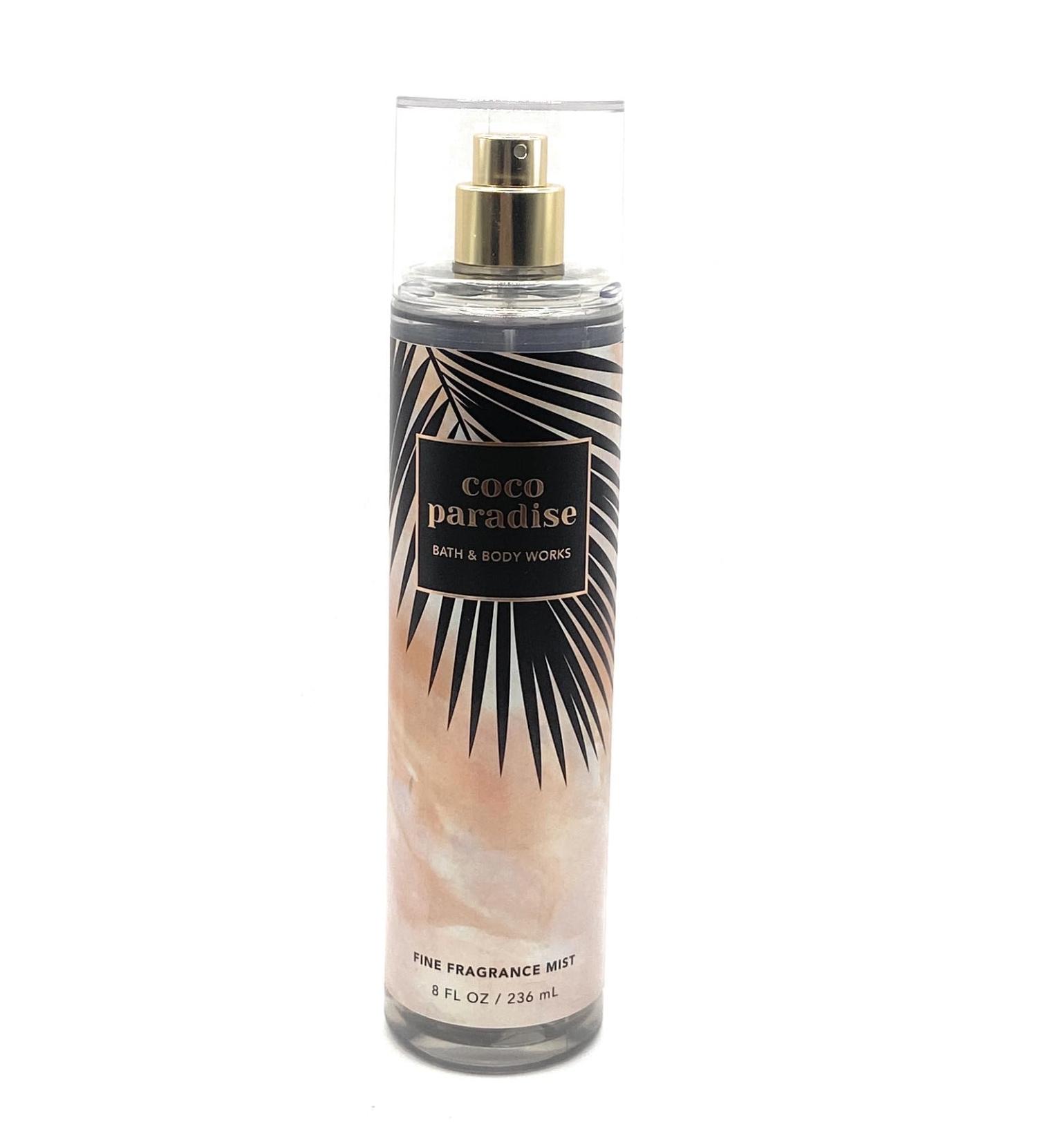 Bath and Body Works Coco Paradise Fine Fragrance Mist 8 Fluid Ounce Body Spray Black Square Logo Bottle
