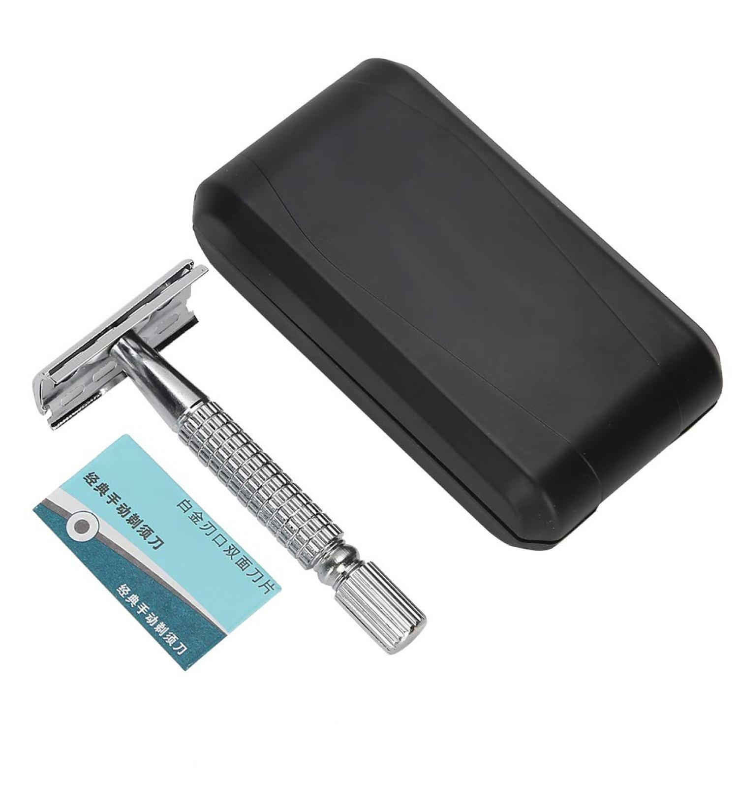 Double Edge Razor with Long Stainless Steel Handle - Nostalgic Shaver for Salon & Home Use | International Shipping Available - Buy Online on GoSupps.com