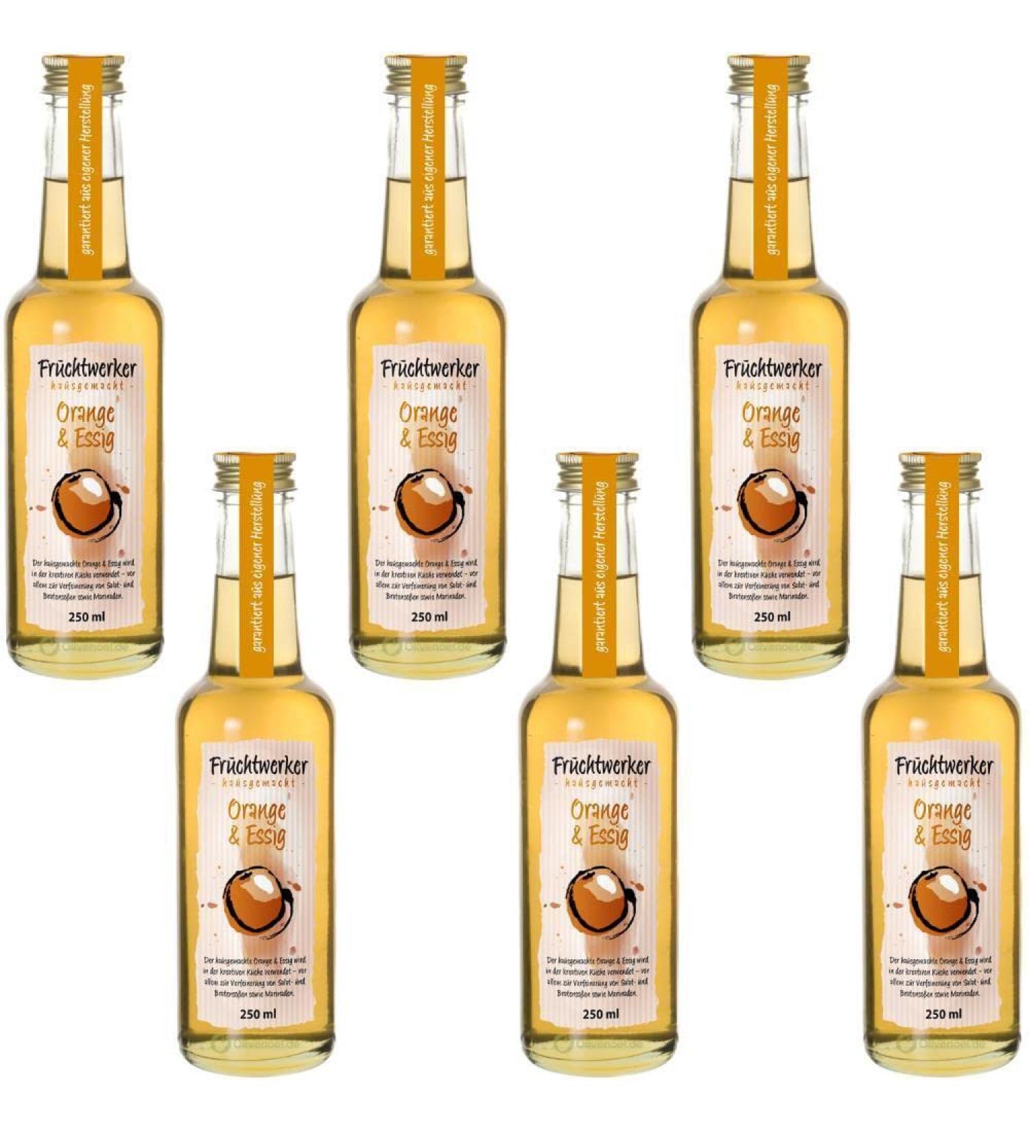 Fruchtwerker fruit worker orange & vinegar with real fruit juice 6 x 250ml glass bottle - Buy Online on GoSupps.com