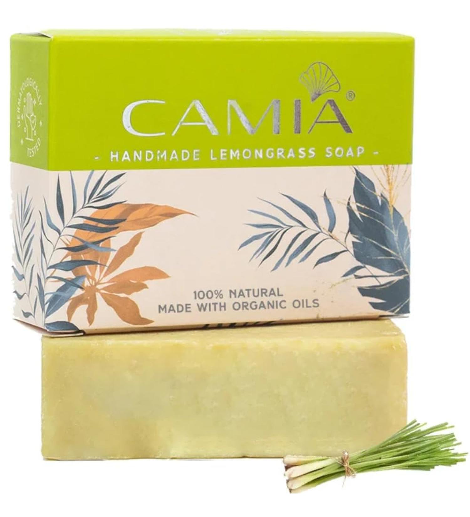 CA MIA 100% Handmade Organic Lemongrass Soap | Chemical-Free Natural Bath Soap | Detoxifies & Clarifies Skin | 125g - Buy Online on GoSupps.com