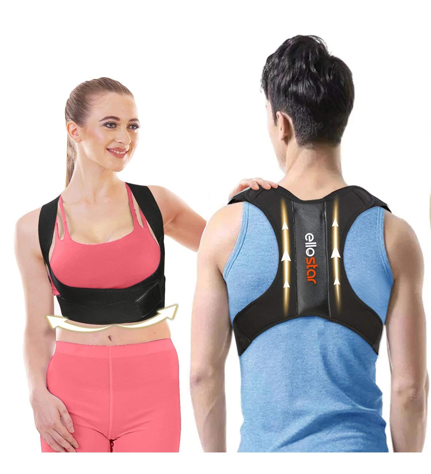 Ellostar Back Brace Posture Corrector for Women and Men - Large Size (33-39 Inch) - Lumbar Support, Shoulder and Back Straightener for Posture Improvement and Pain Relief - Buy Online on GoSupps.com