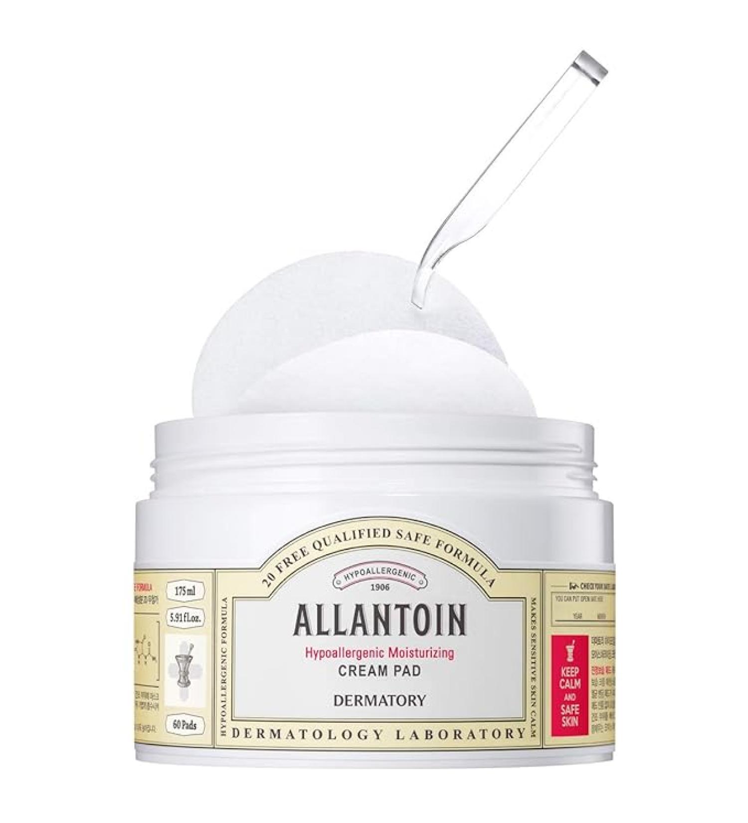 Dermatory Allantoin Hypoallergenic Moisturizing Cream Pads for Dry & Sensitive Skin | Soothing Dermatologist Tested 20 Toxic-Free Fragrance-Free - 60 Pads - Buy Online on GoSupps.com