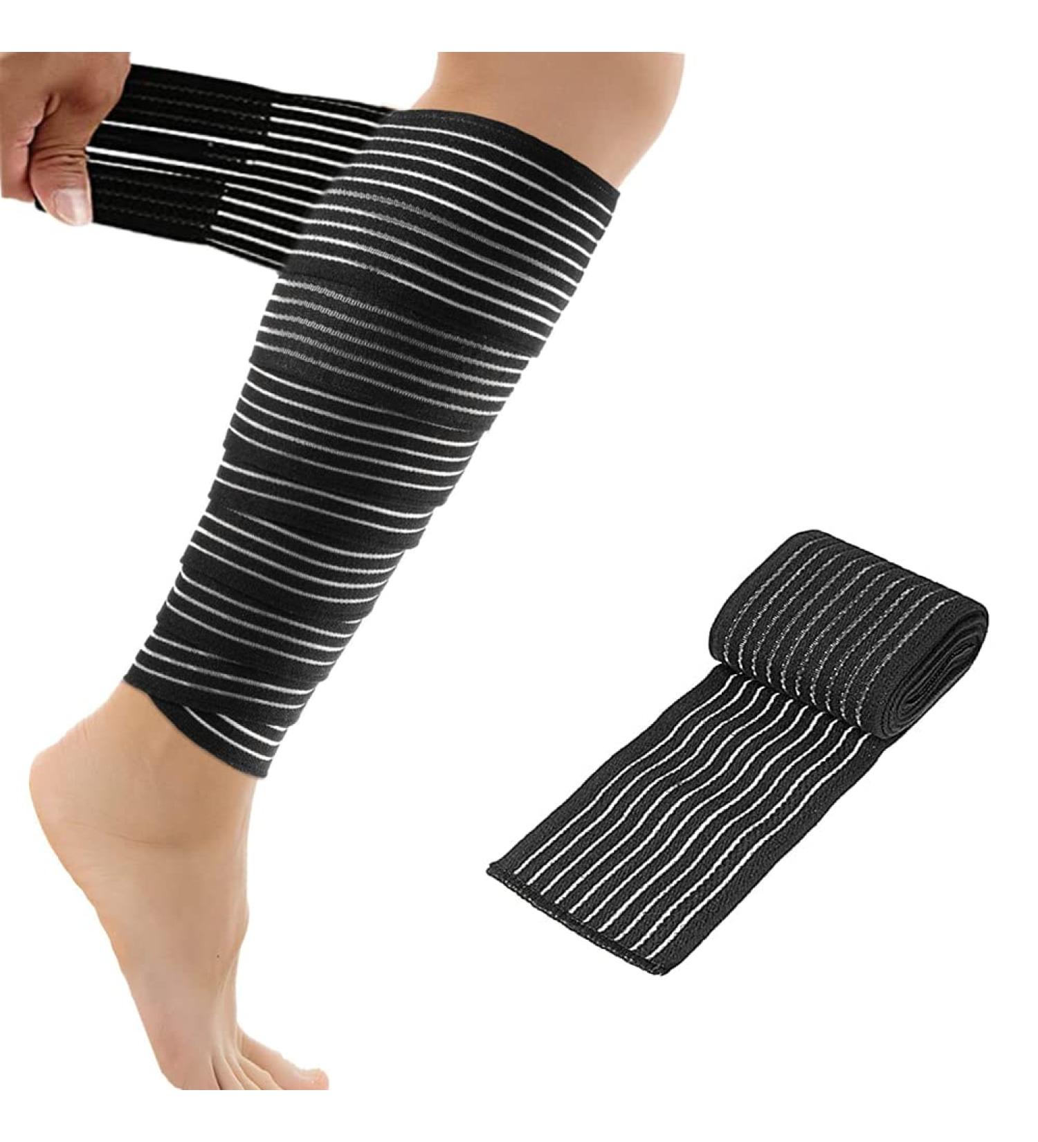 DaoKent Knee Thigh Calf Splint Support Brace - Compression Strap for Sports & Gym - Black, One Size Fits Most - Buy Online on GoSupps.com